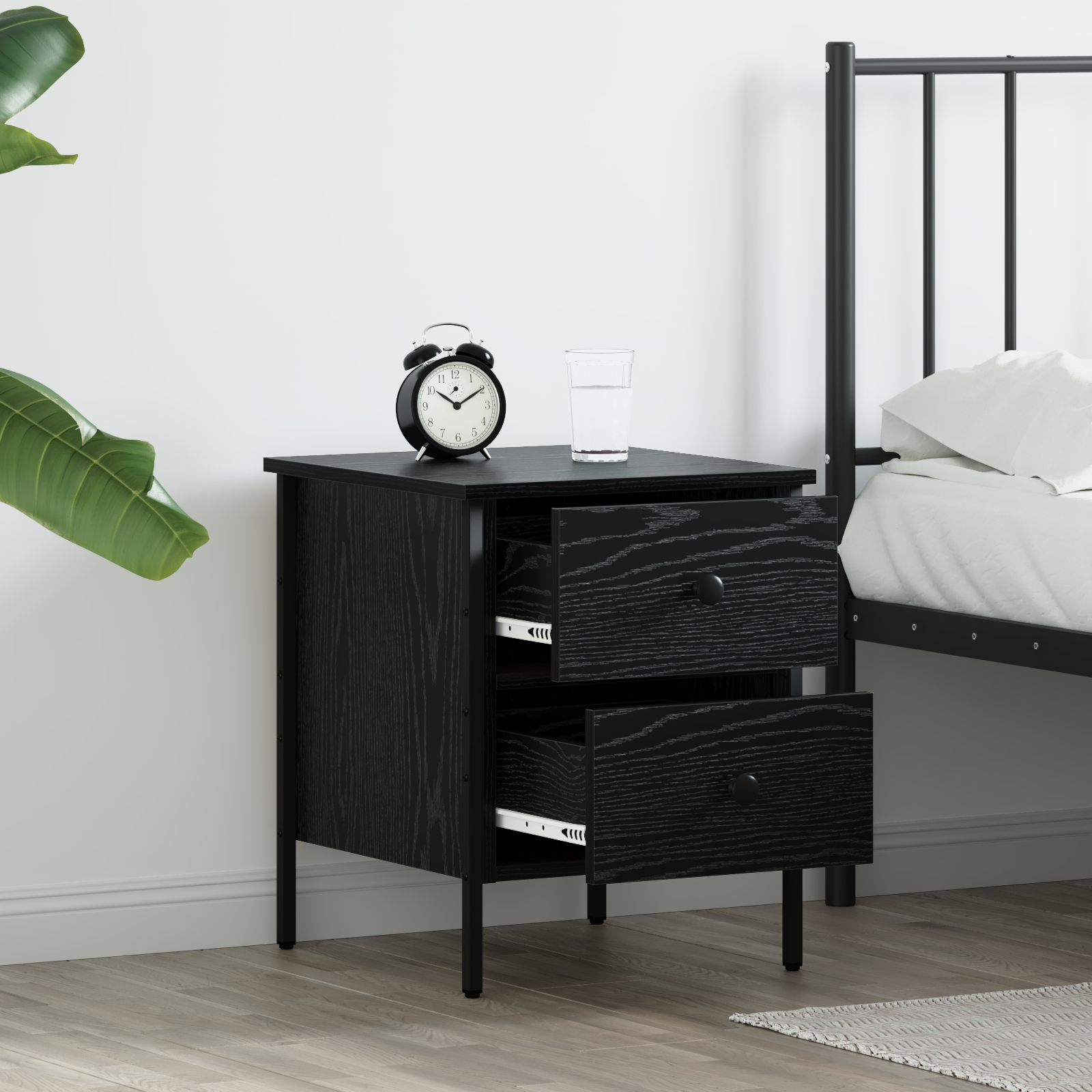 Bedside Cabinet Black Oak 40x42x50 cm Engineered Wood - Image 4