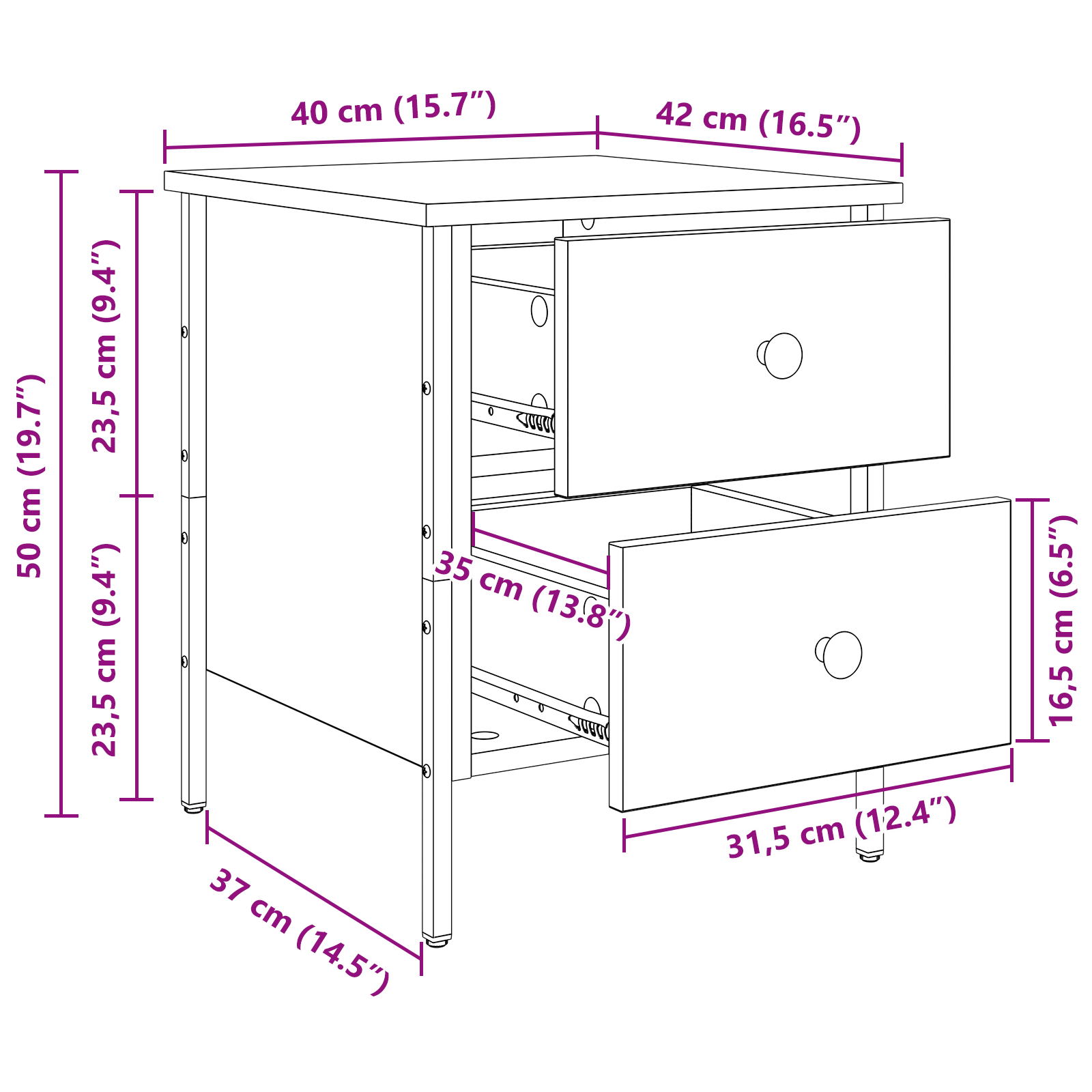 Bedside Cabinet Black Oak 40x42x50 cm Engineered Wood - Image 11