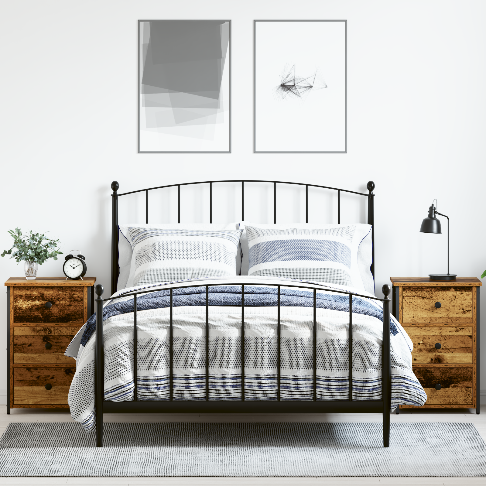 Old Wood Bedside Tables Old Wood Particle board, Metal Medium