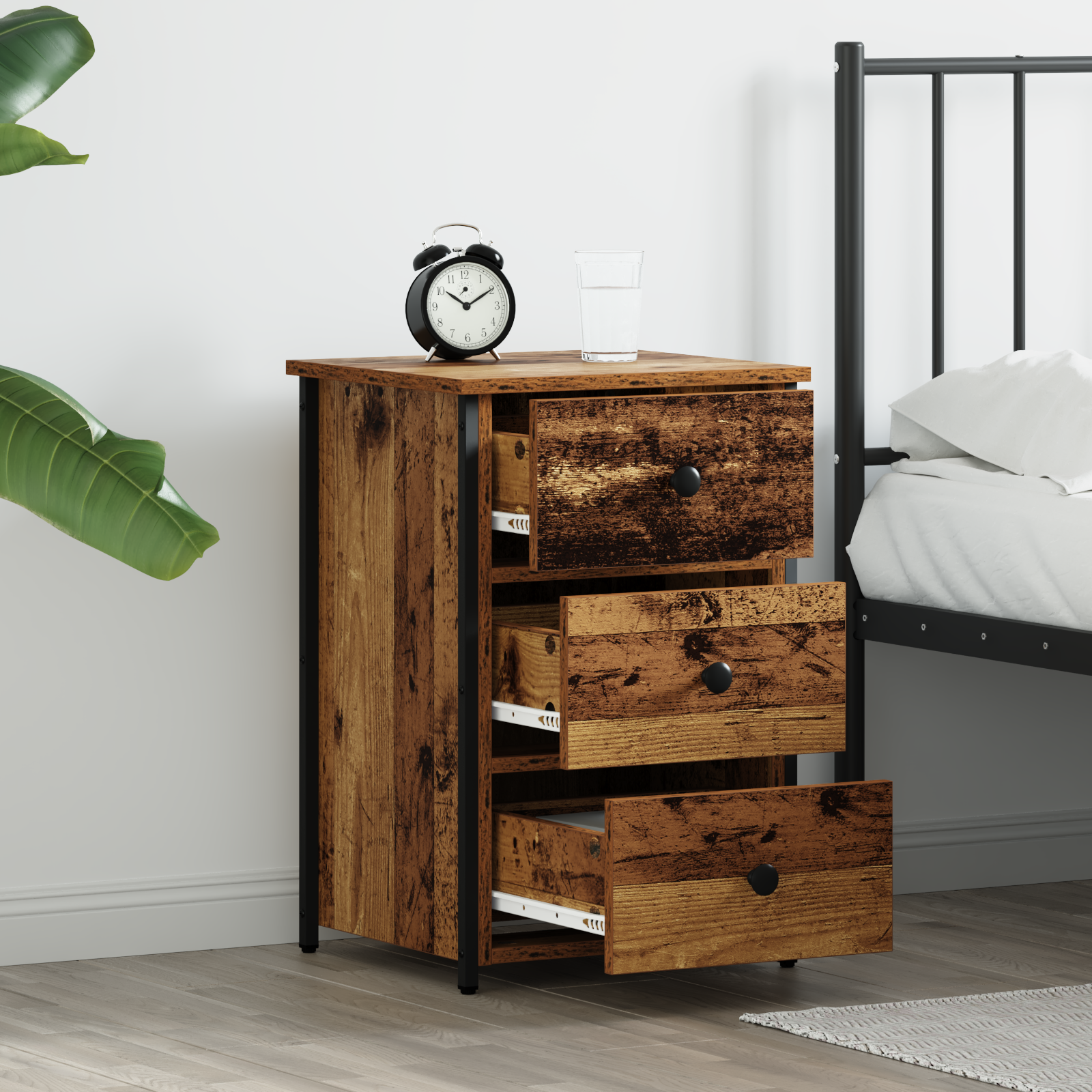 Old Wood Bedside Tables Old Wood Particle board, Metal Medium - Image 4