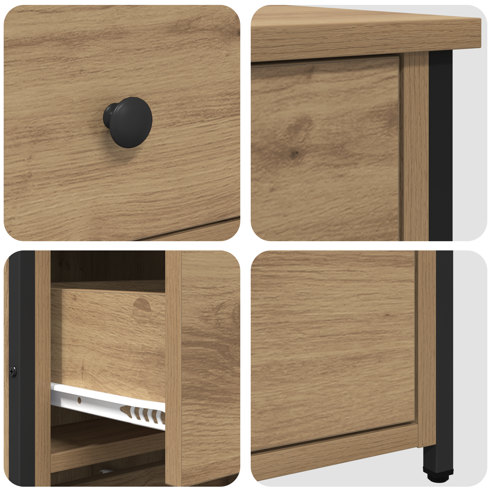 Bedside Table Artisan Oak Engineered wood Compact Durable - Image 9