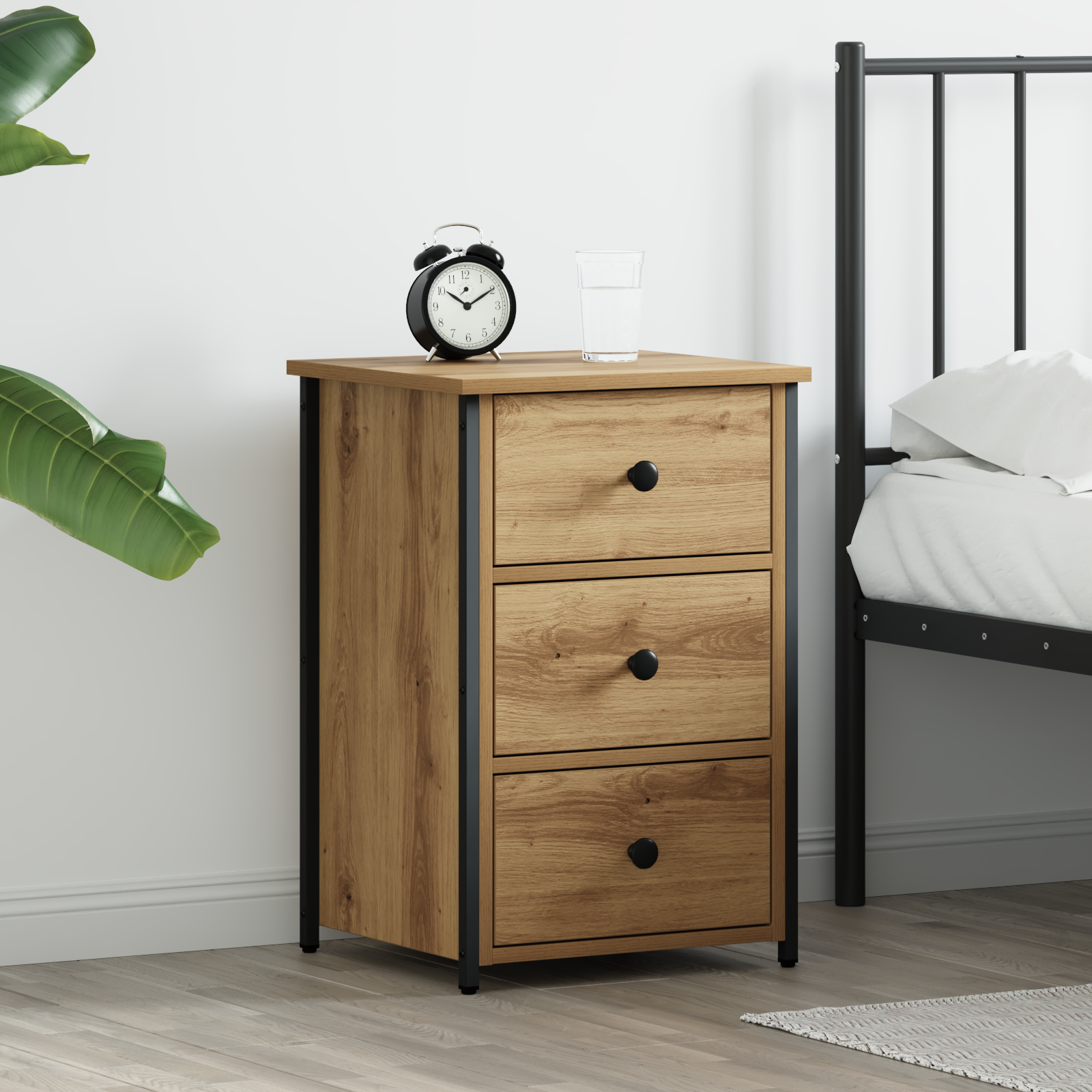 Bedside Table Artisan Oak Engineered wood Compact Durable