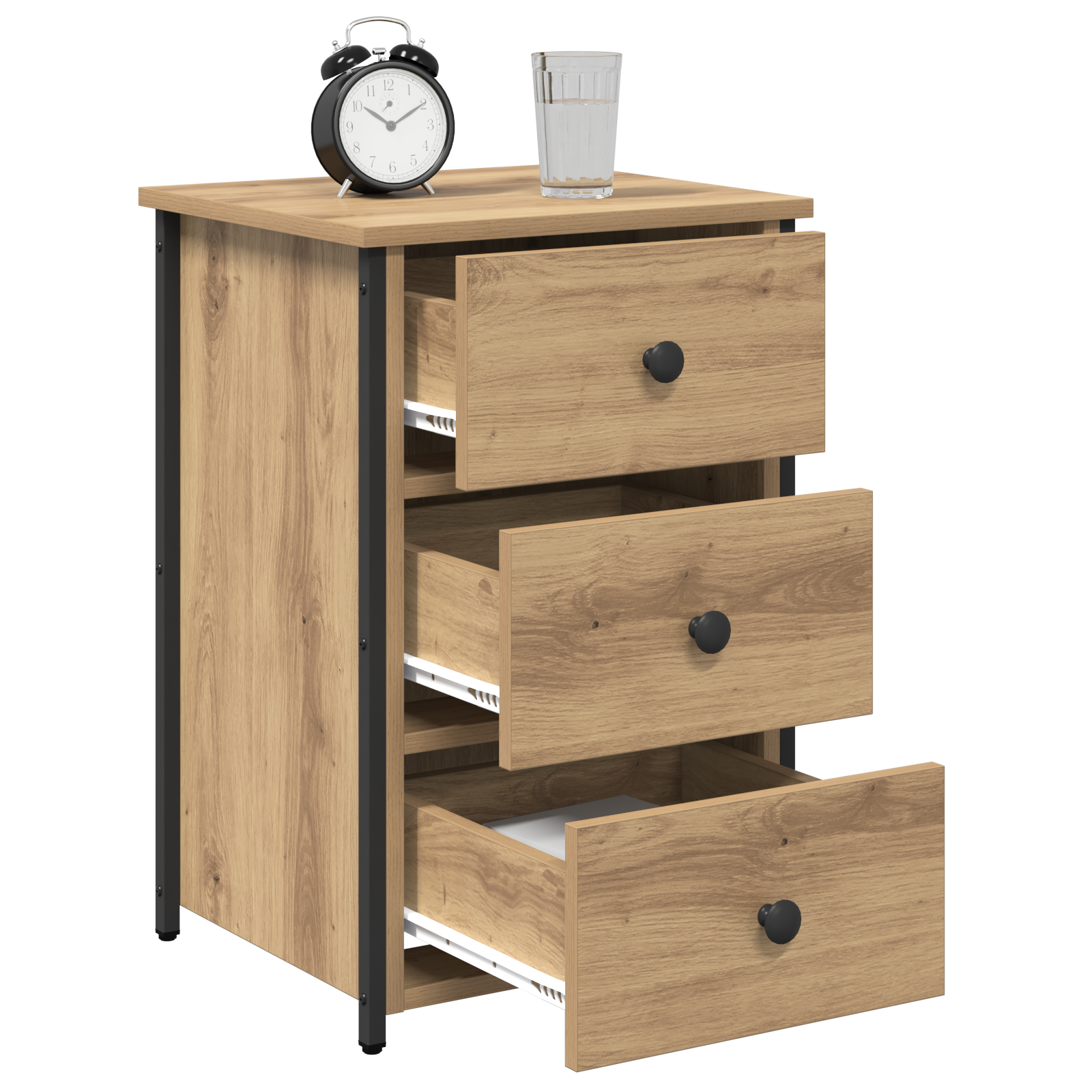 Bedside Table Artisan Oak Engineered wood Compact Durable - Image 3