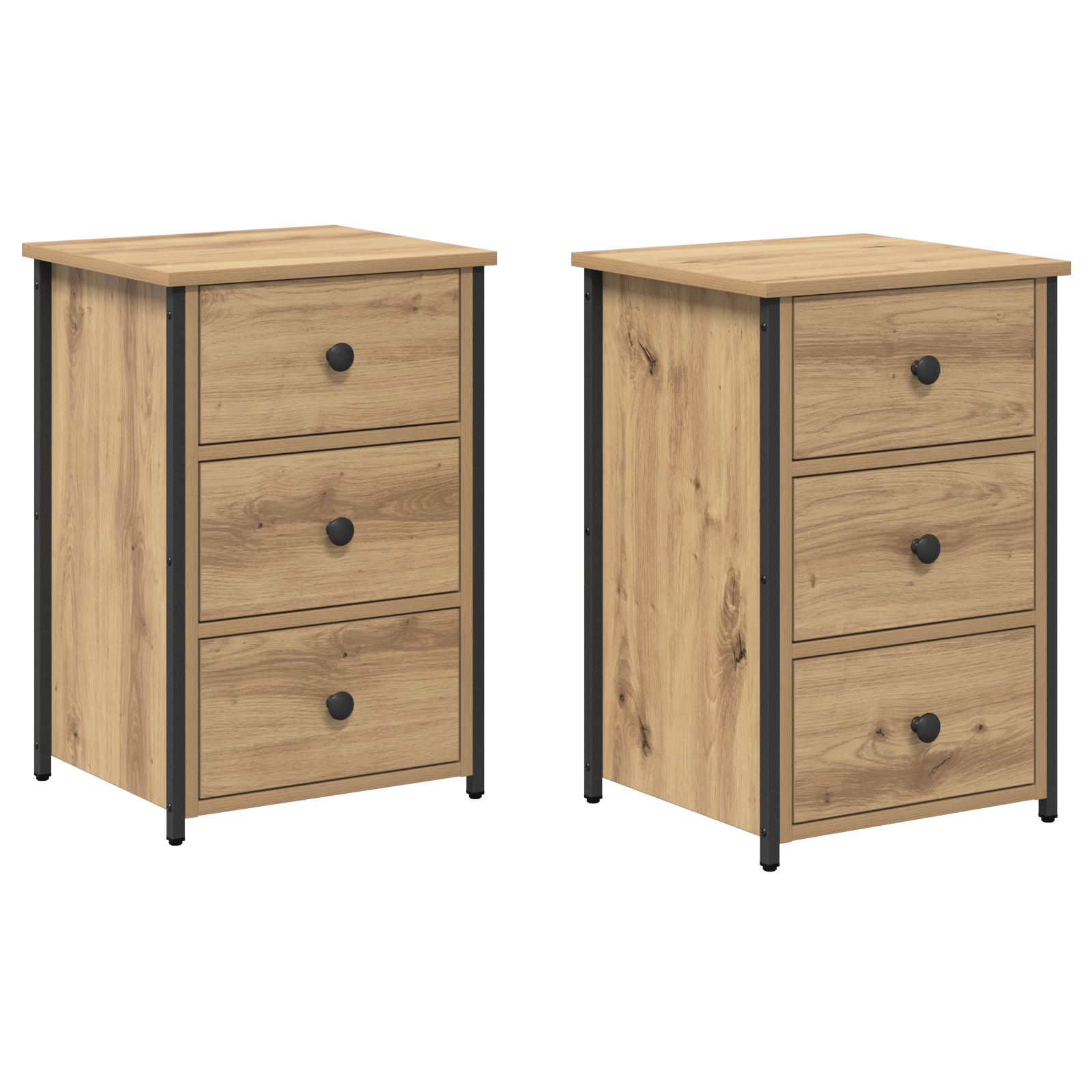 Artisan Oak Bedside Tables Artisan Oak Engineered Wood Compact - Image 2