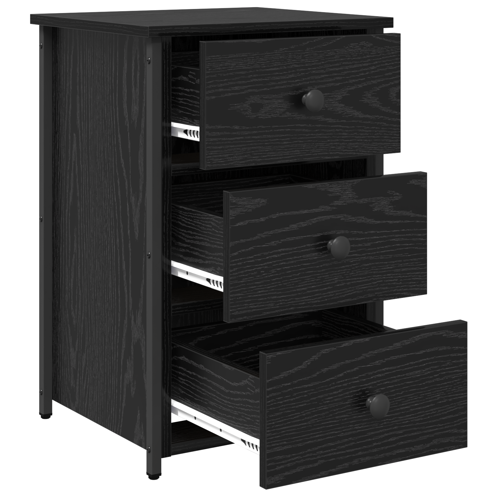 Black Oak Nightstand Set Black Oak Engineered Wood Medium Drawers - Image 6