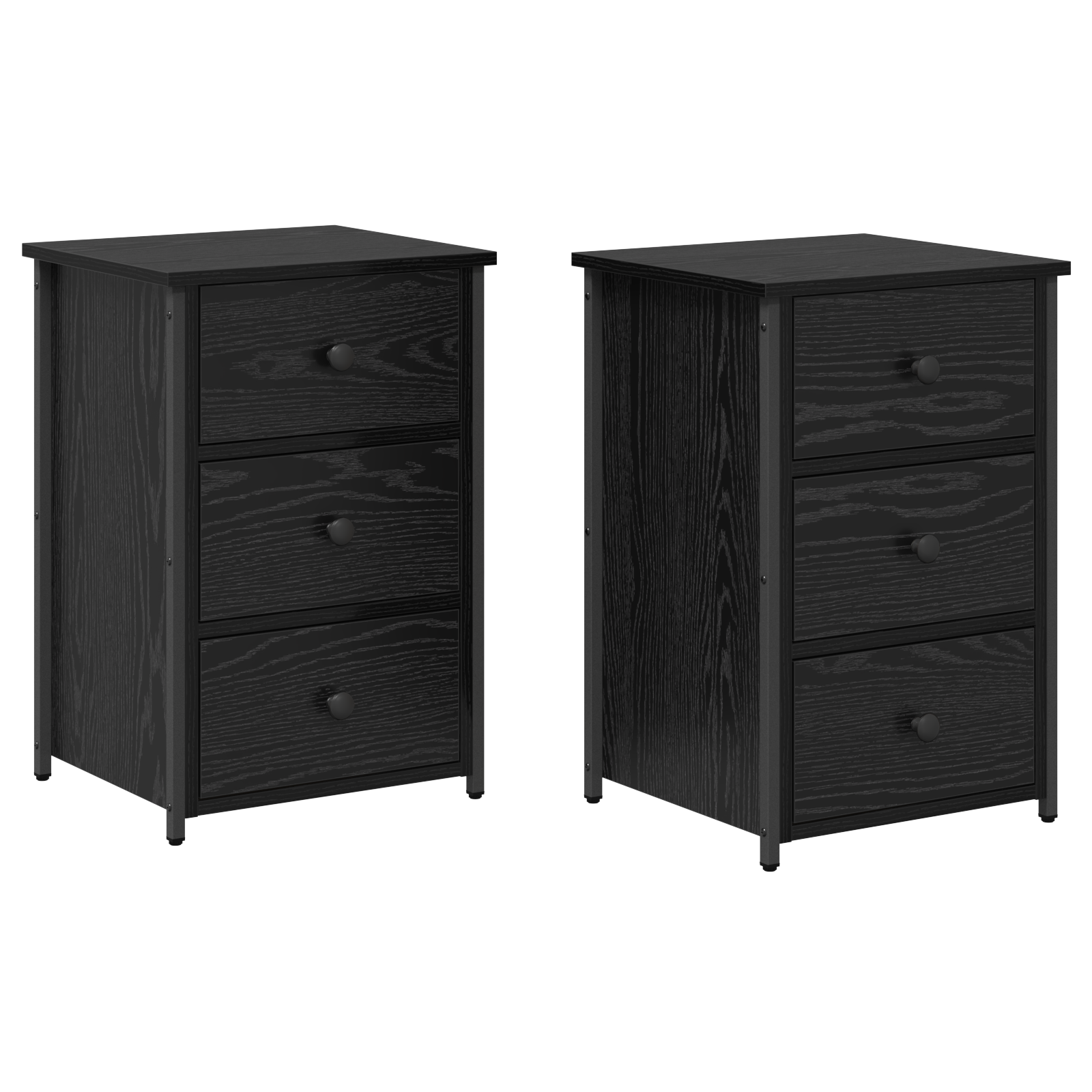 Black Oak Nightstand Set Black Oak Engineered Wood Medium Drawers - Image 2
