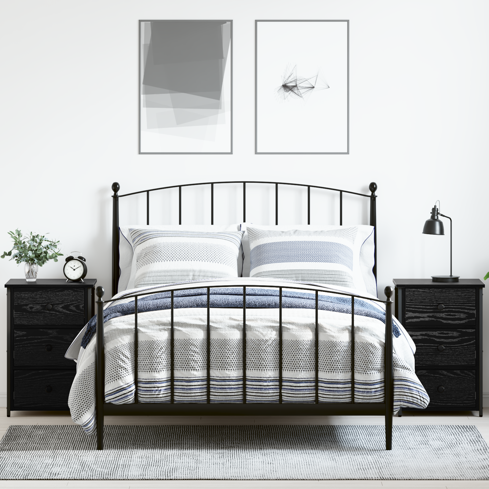 Black Oak Nightstand Set Black Oak Engineered Wood Medium Drawers