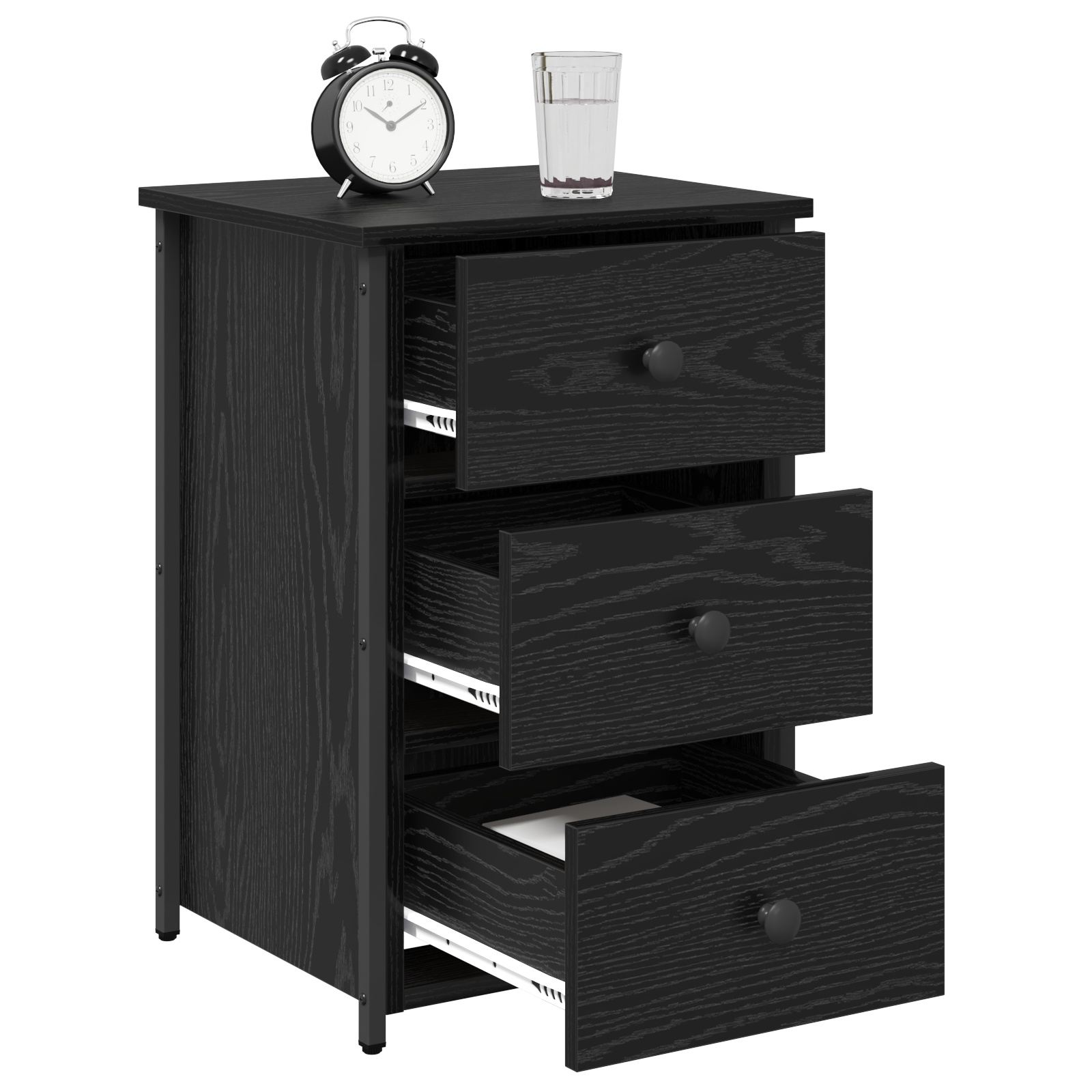 Black Oak Nightstand Set Black Oak Engineered Wood Medium Drawers - Image 3