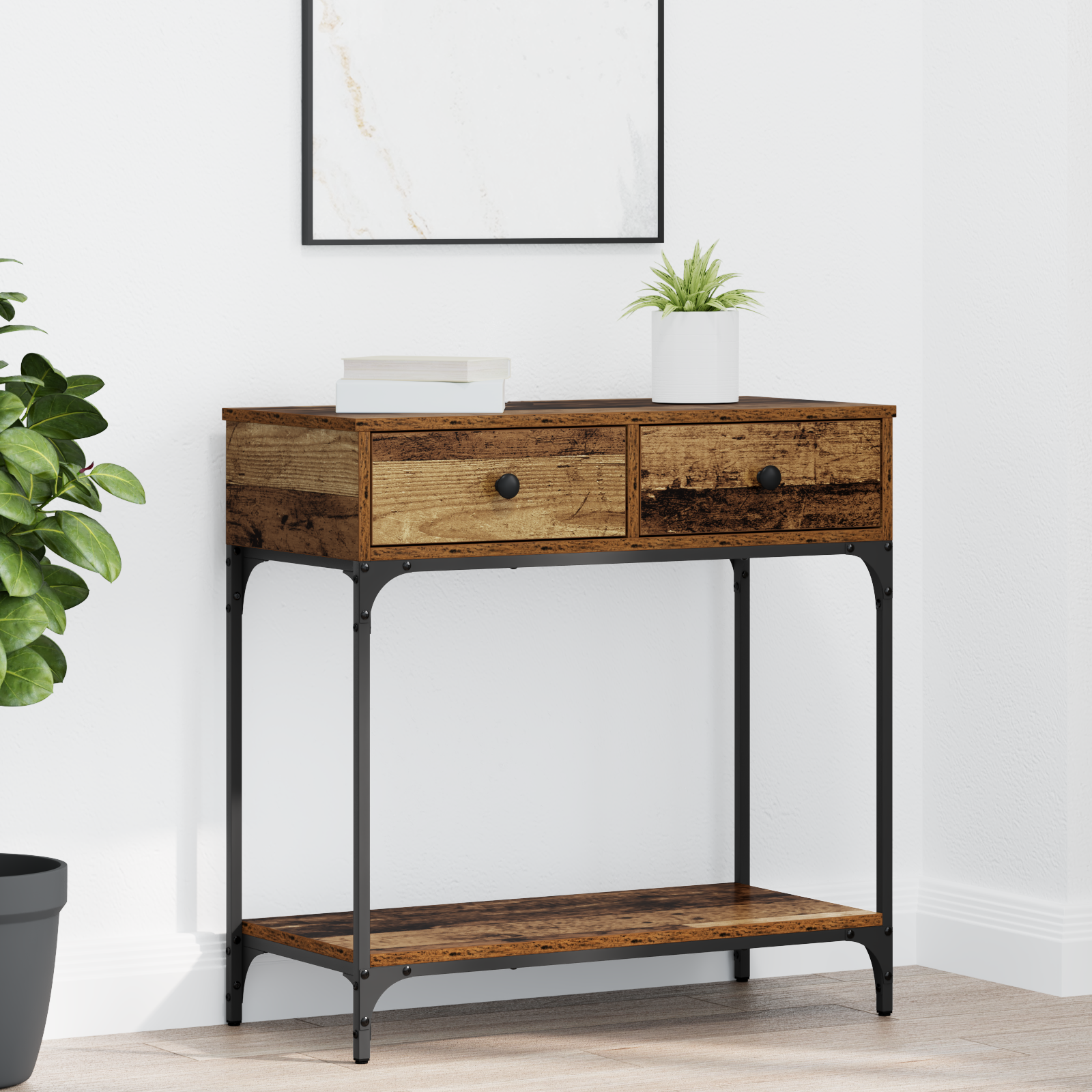 Console Table Old Wood 75x34.5x75 cm Engineered Wood