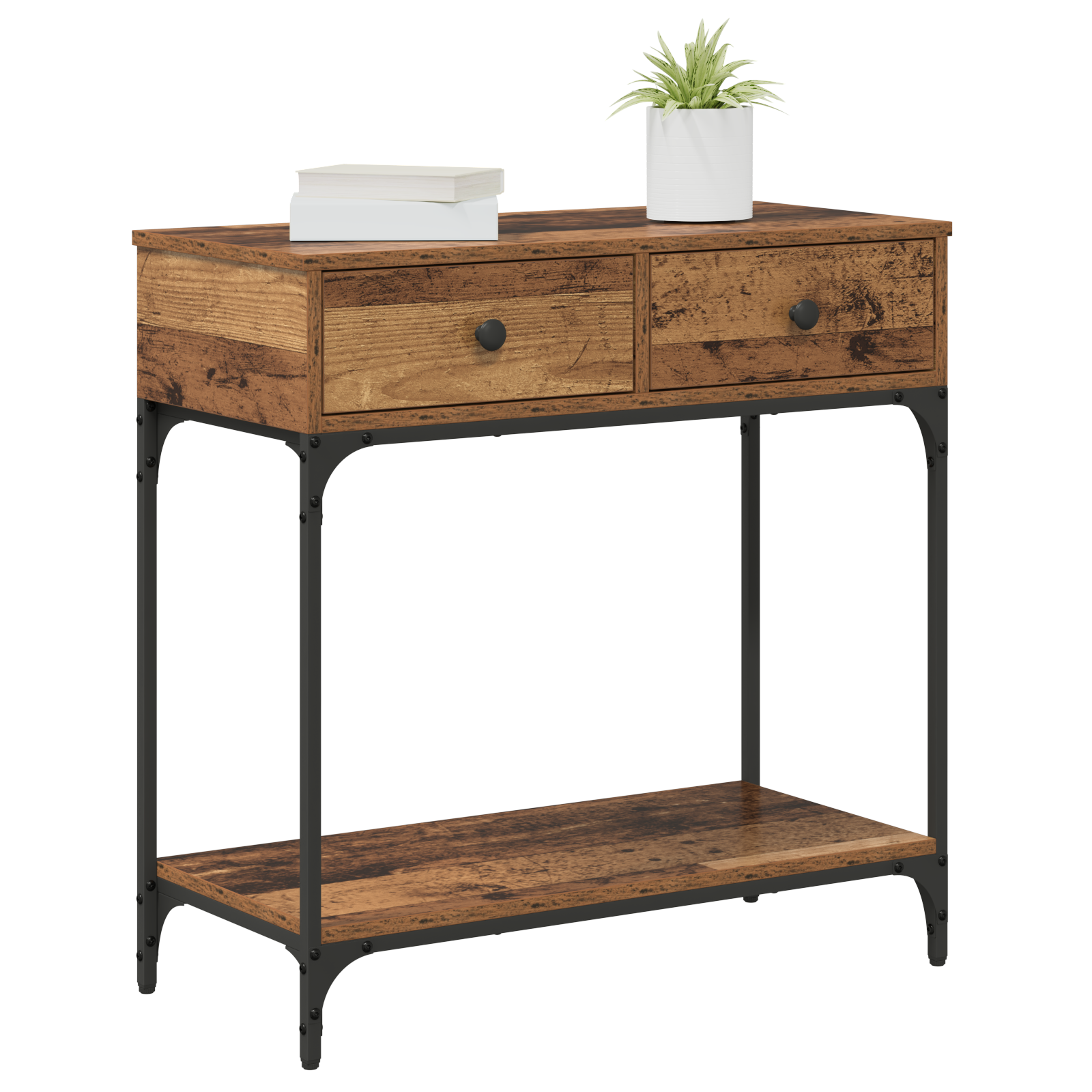 Console Table Old Wood 75x34.5x75 cm Engineered Wood - Image 3