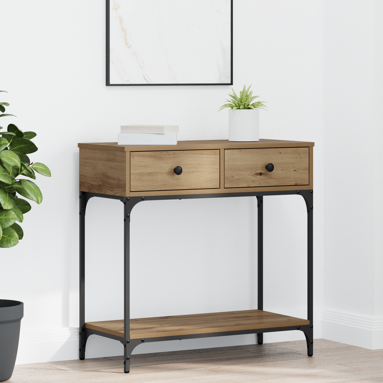 Console Table Artisan Oak 75x34.5x75 cm Engineered Wood