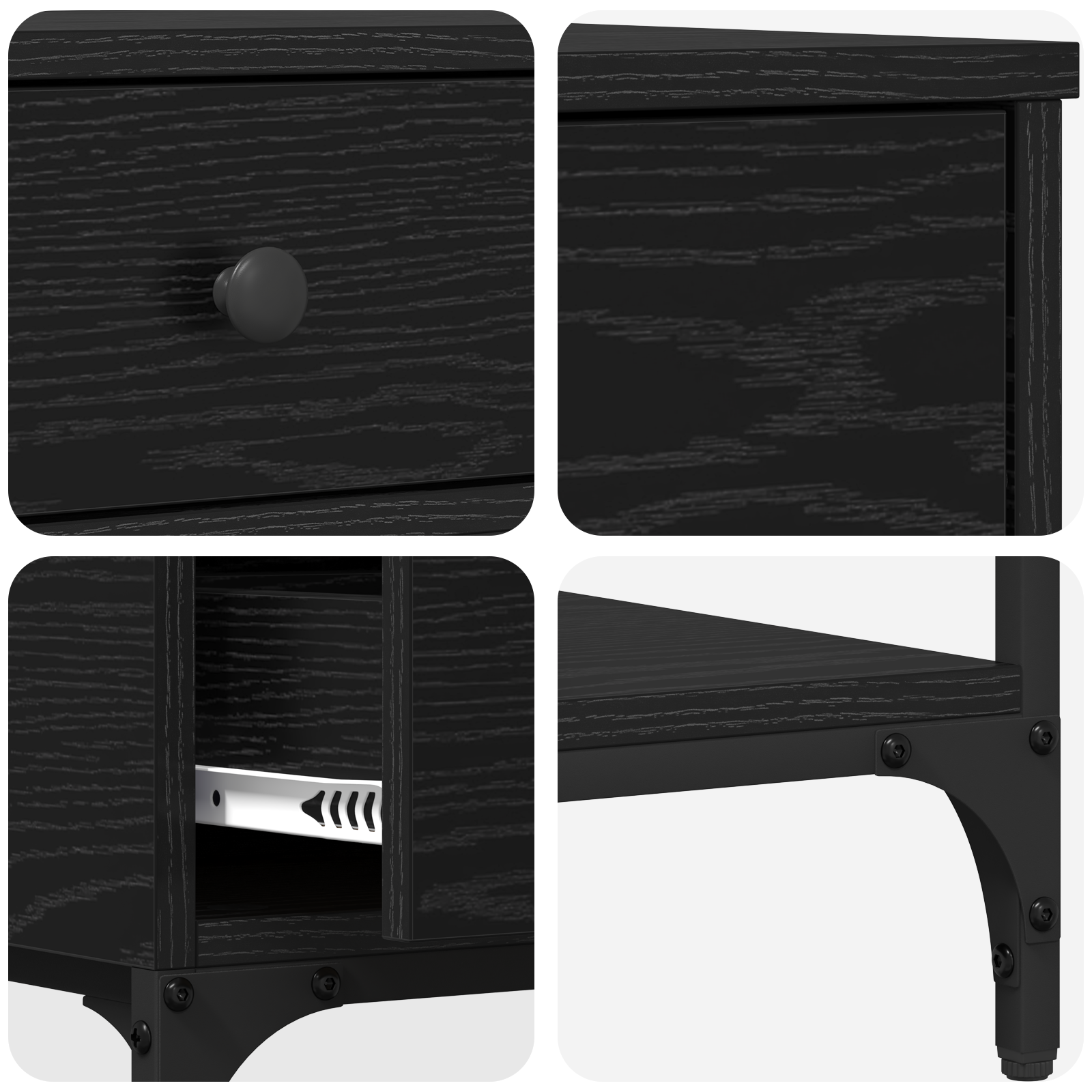 Console Table Black Oak 75x34.5x75 cm Engineered Wood - Image 8