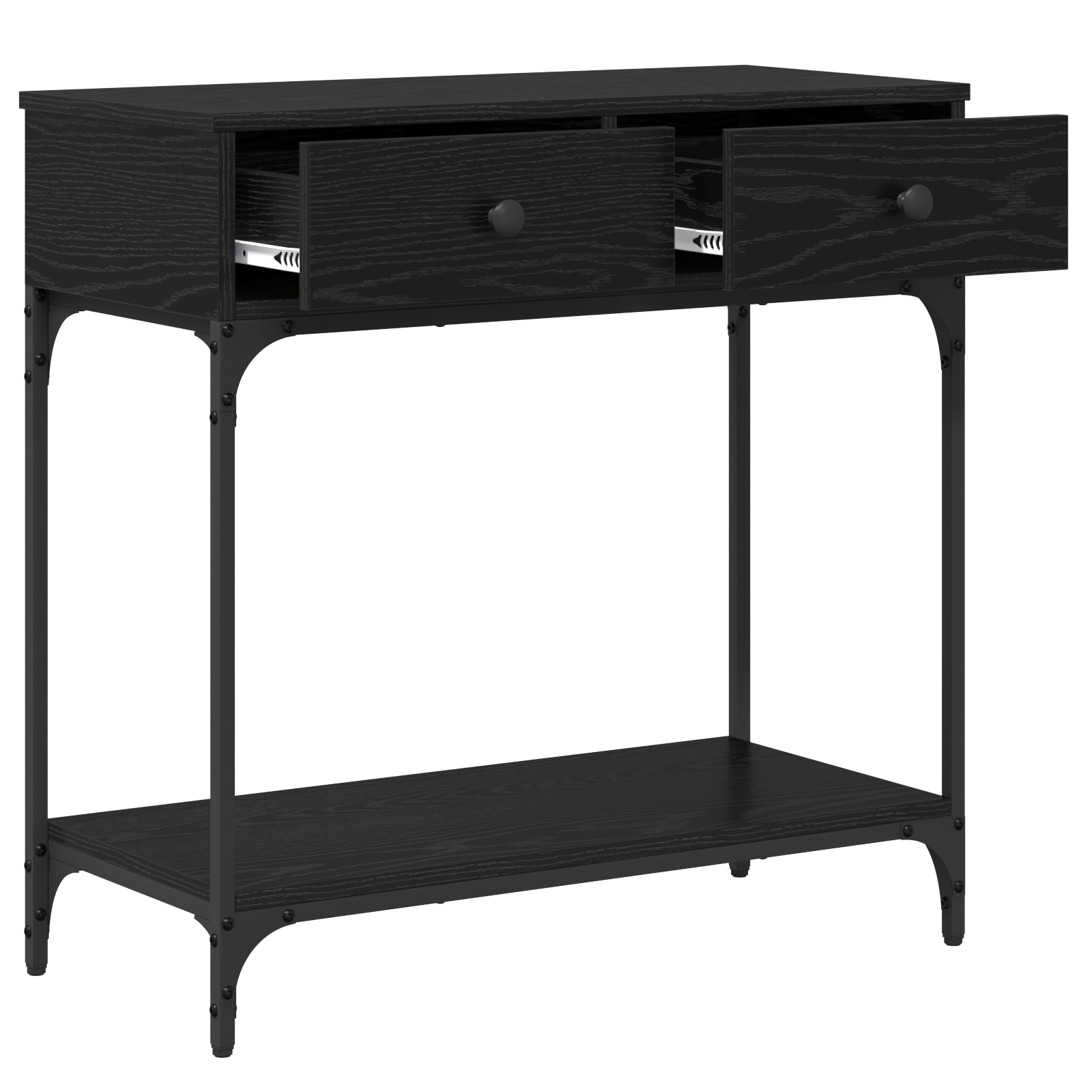 Console Table Black Oak 75x34.5x75 cm Engineered Wood - Image 4