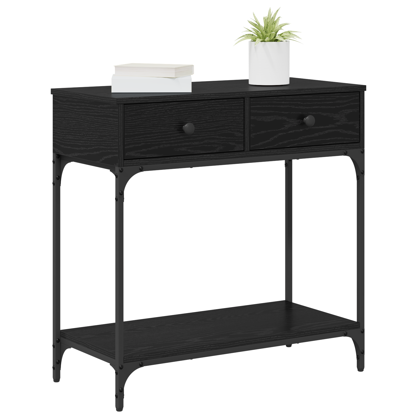 Console Table Black Oak 75x34.5x75 cm Engineered Wood - Image 3
