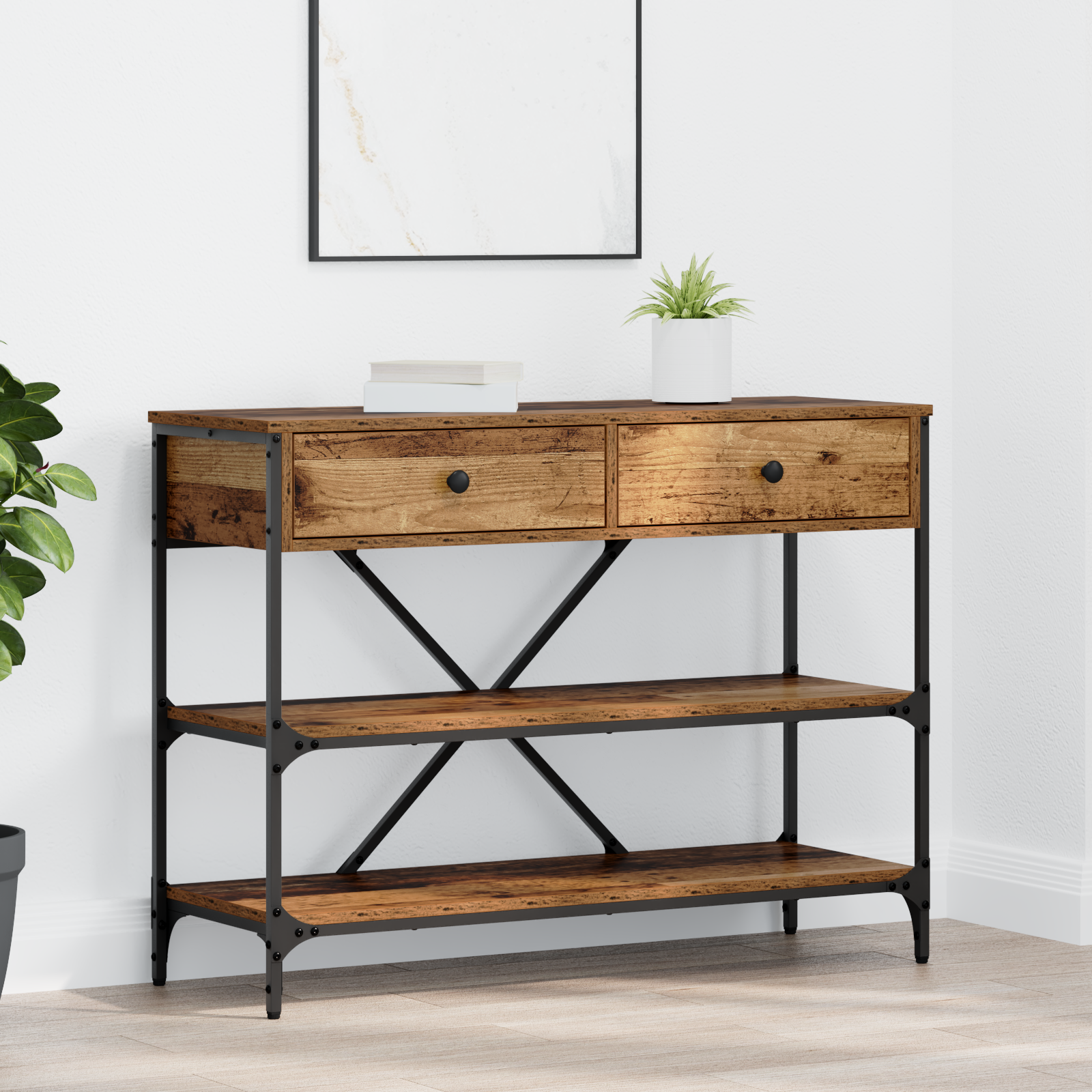 Console Table Old Wood 100x34.5x75 cm Engineered Wood