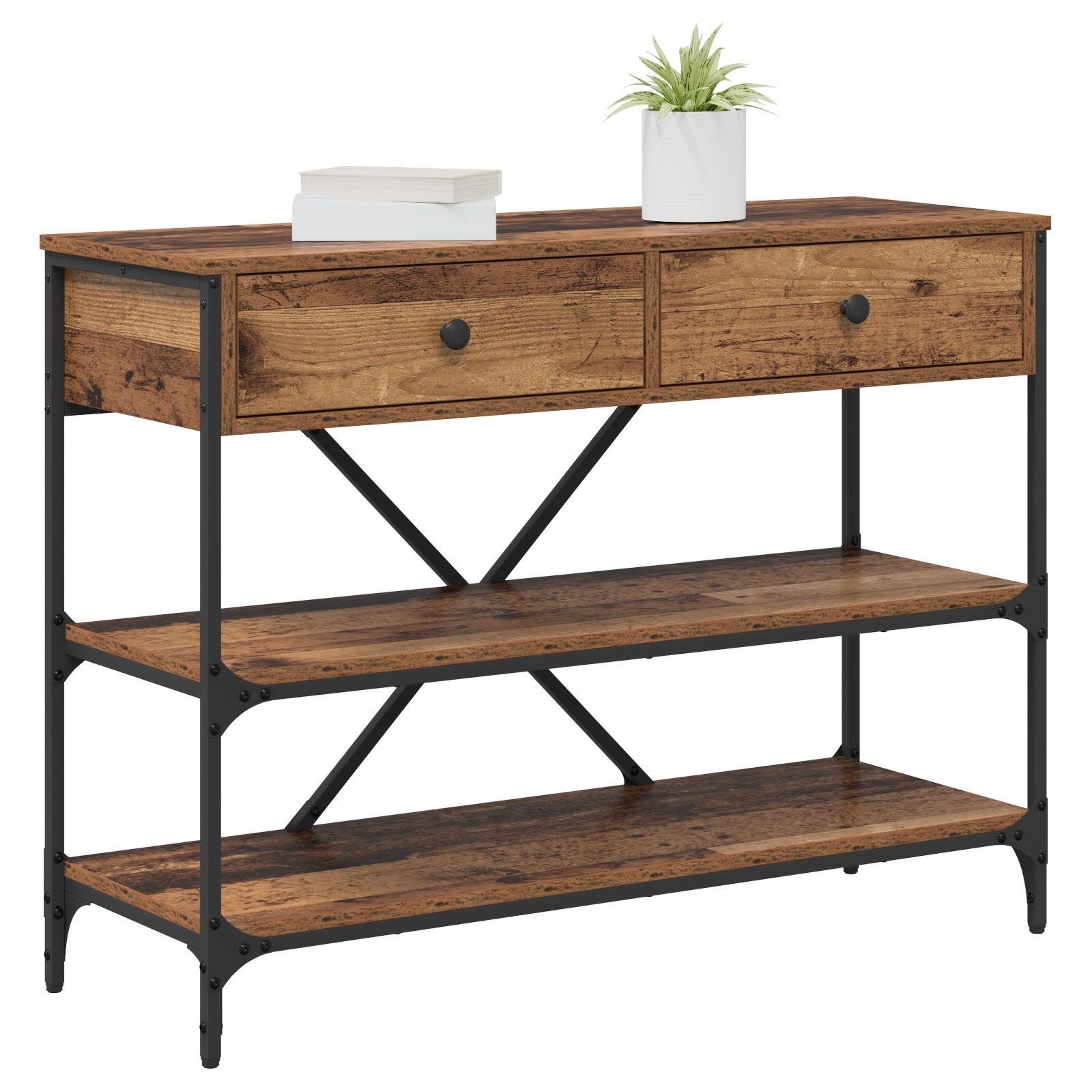 Console Table Old Wood 100x34.5x75 cm Engineered Wood - Image 3