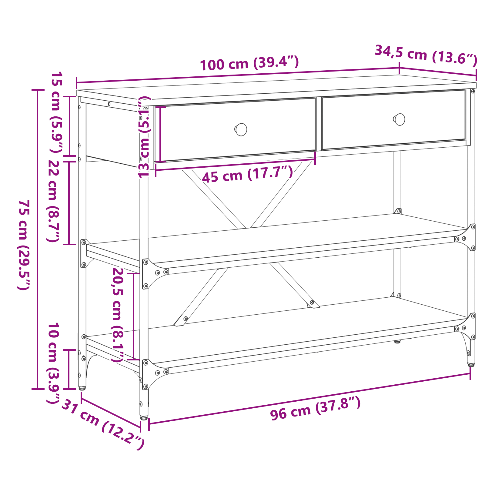 Console Table Artisan Oak 100x34.5x75 cm Engineered Wood - Image 10