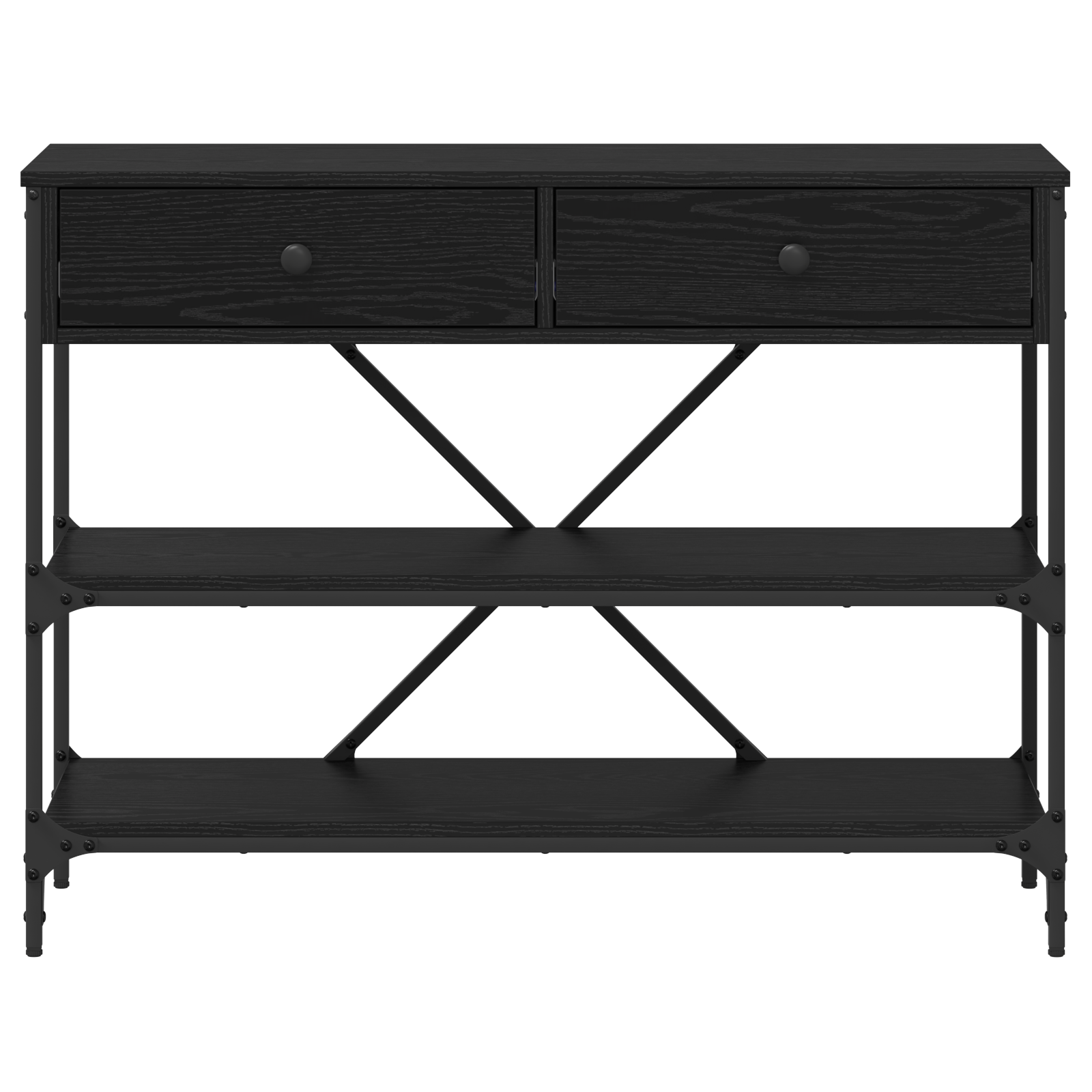 Console Table Black Oak 100x34.5x75 cm Engineered Wood - Image 5