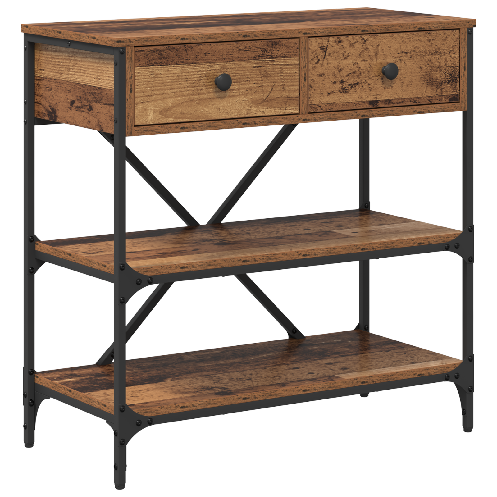 Console Table Old Wood 75x34.5x75 cm Engineered Wood - Image 2