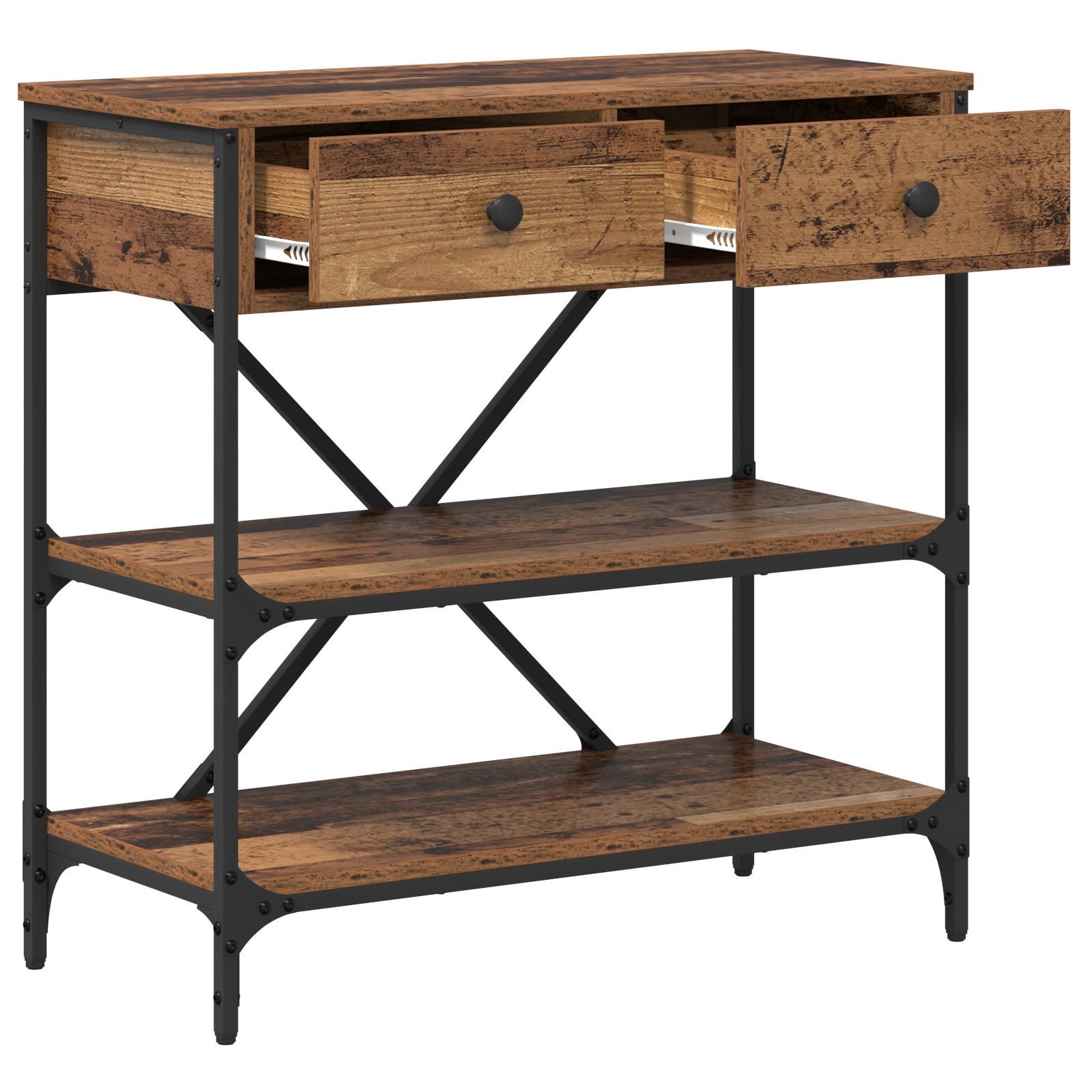 Console Table Old Wood 75x34.5x75 cm Engineered Wood - Image 4
