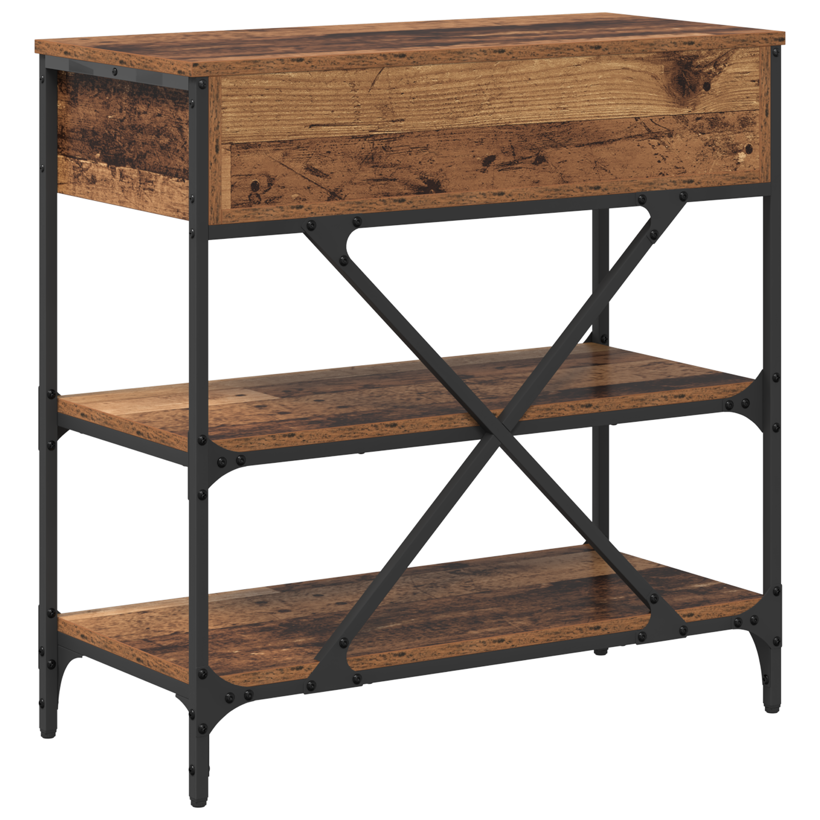 Console Table Old Wood 75x34.5x75 cm Engineered Wood - Image 7