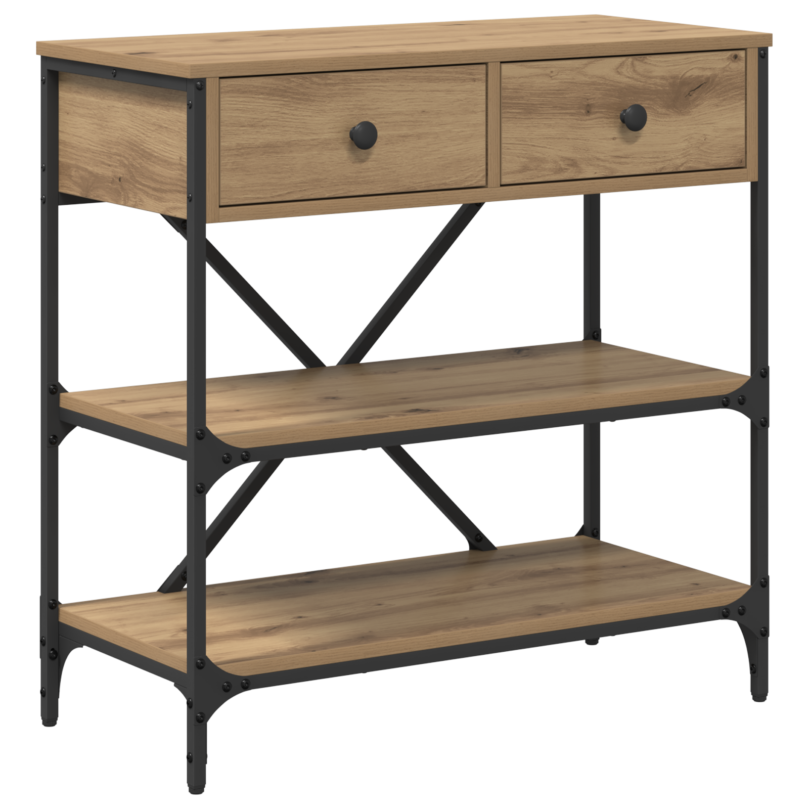 Console Table Artisan Oak 75x34.5x75 cm Engineered Wood - Image 2
