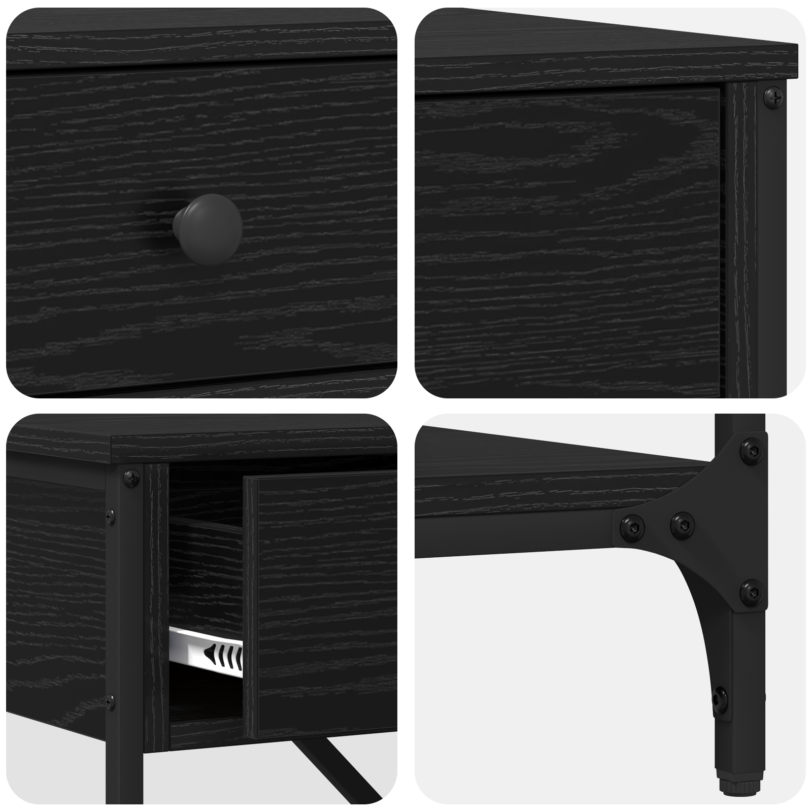 Console Table Black Oak 75x34.5x75 cm Engineered Wood - Image 8