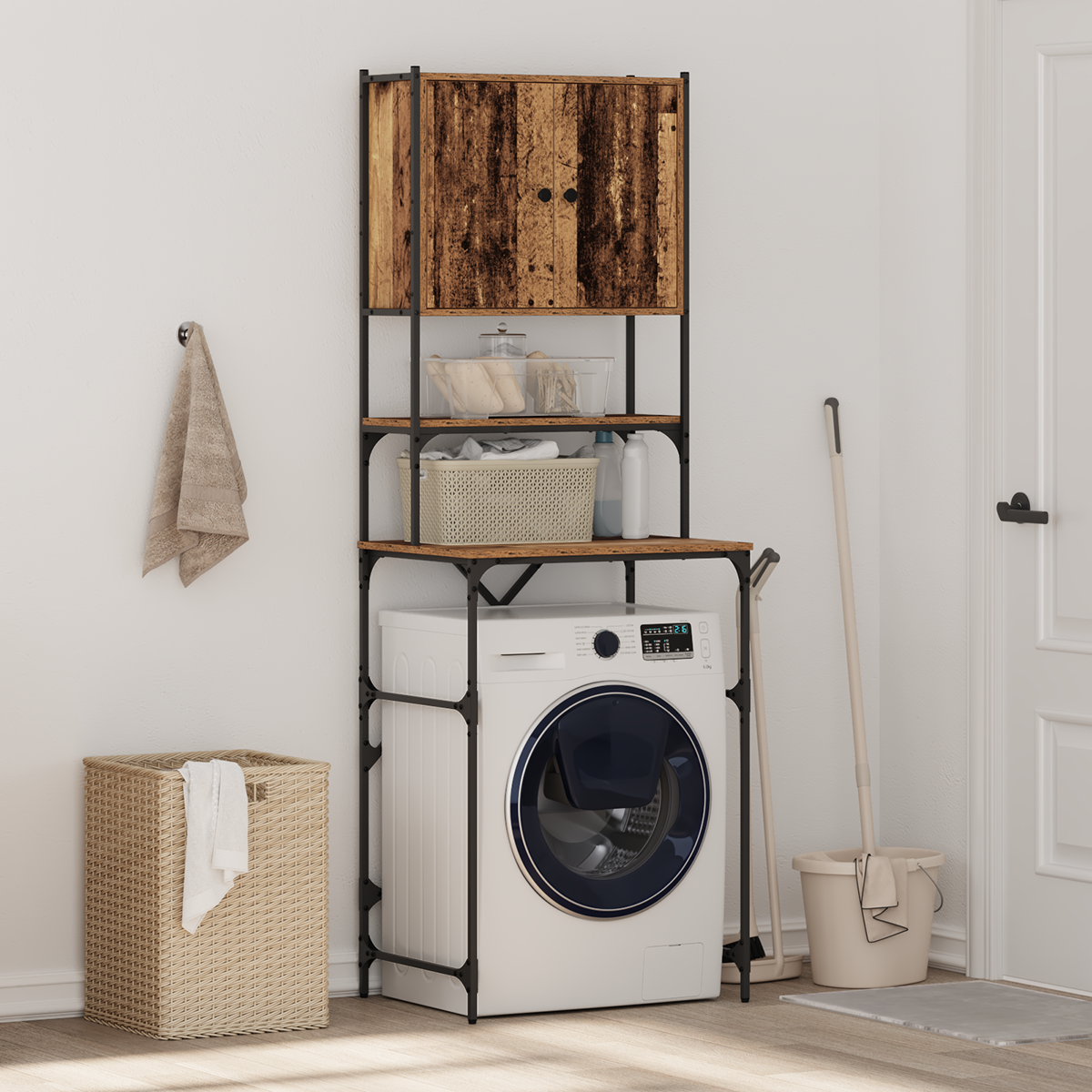 Washing Machine Cabinet Old Wood 68x48.5x194 cm