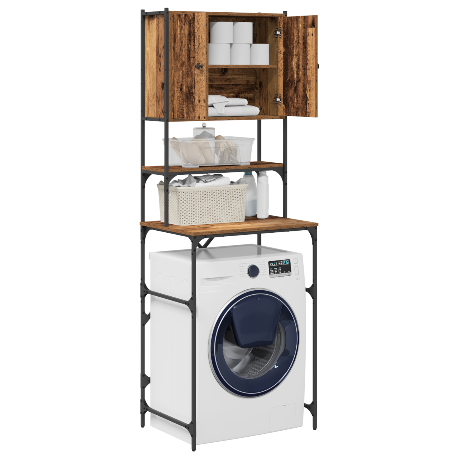 Washing Machine Cabinet Old Wood 68x48.5x194 cm - Image 3