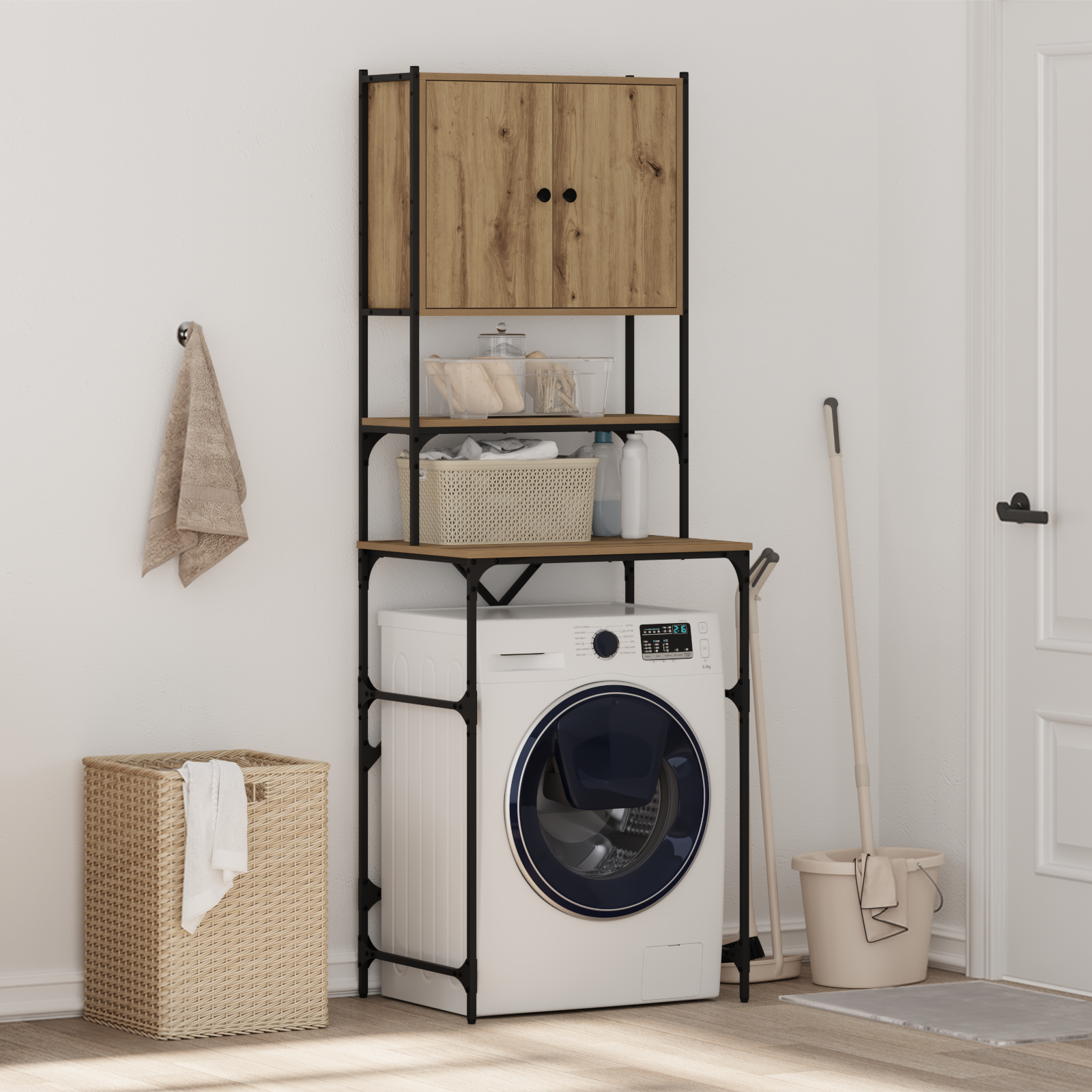 Wasmachine Kast Artisan Eiken 68×48,5×194 cm