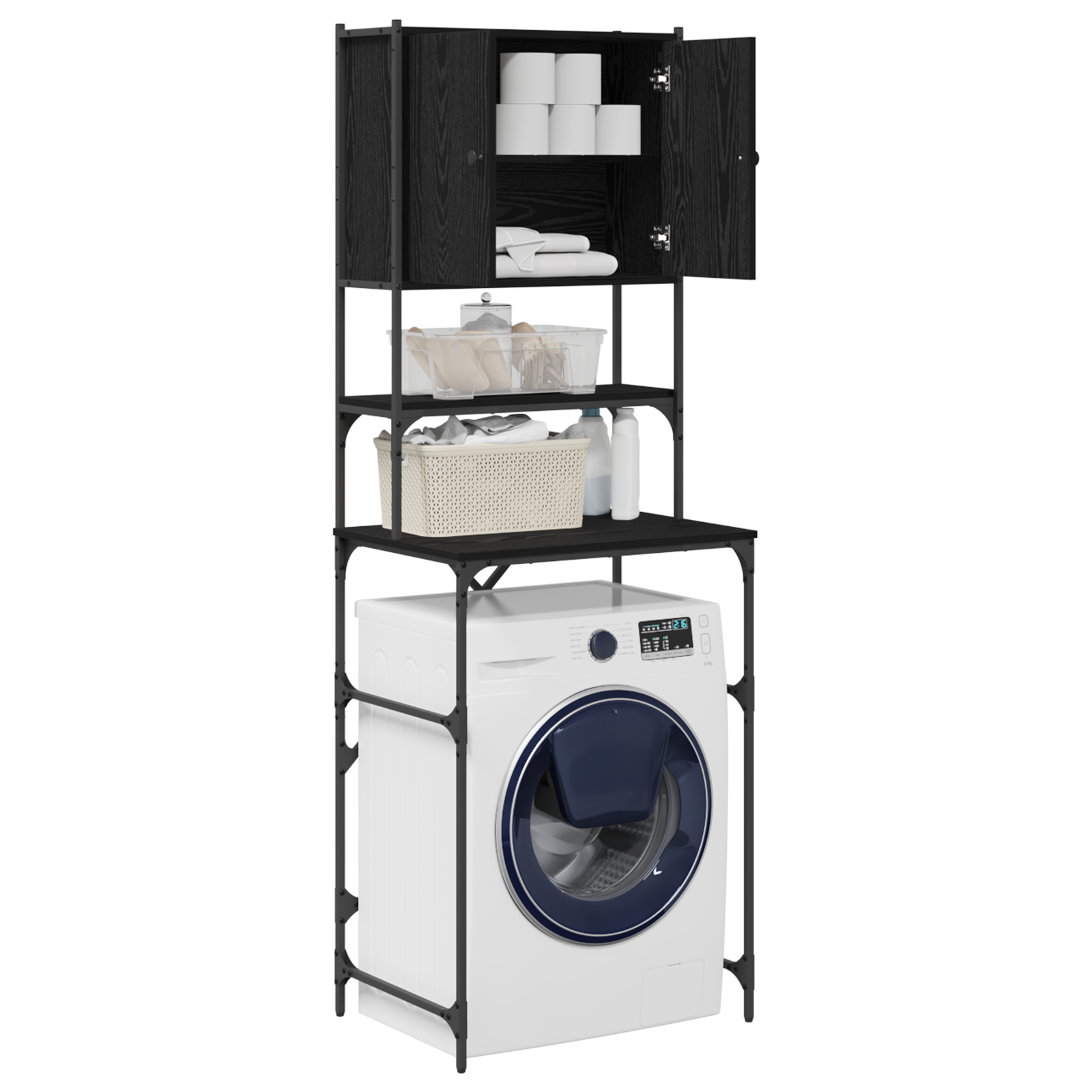 Washing Machine Cabinet Black Oak 68x48.5x194 cm - Image 3