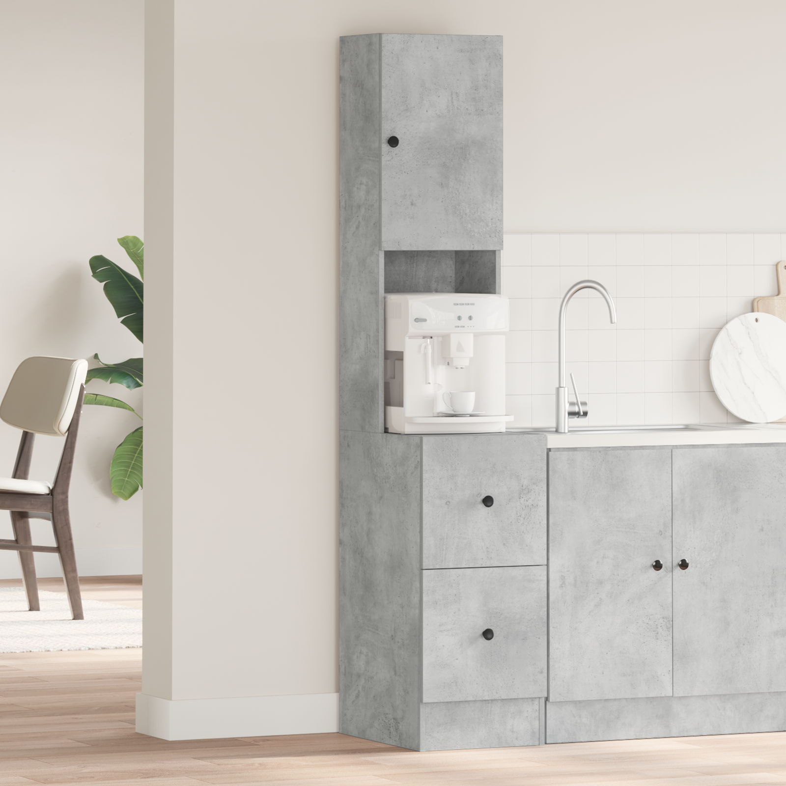 Kitchen Cabinet Concrete Grey 35x50x180 cm Engineered Wood