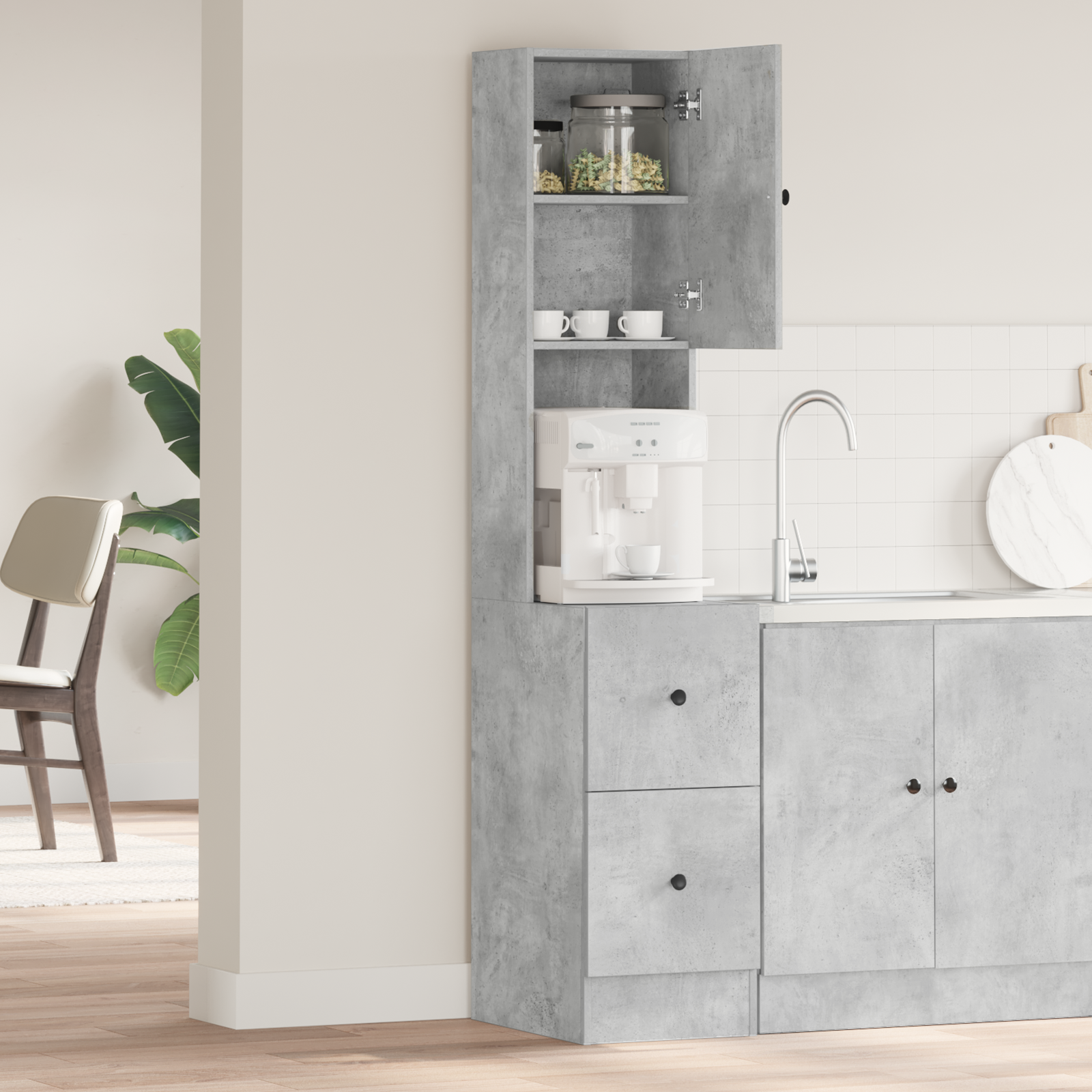 Kitchen Cabinet Concrete Grey 35x50x180 cm Engineered Wood - Image 4