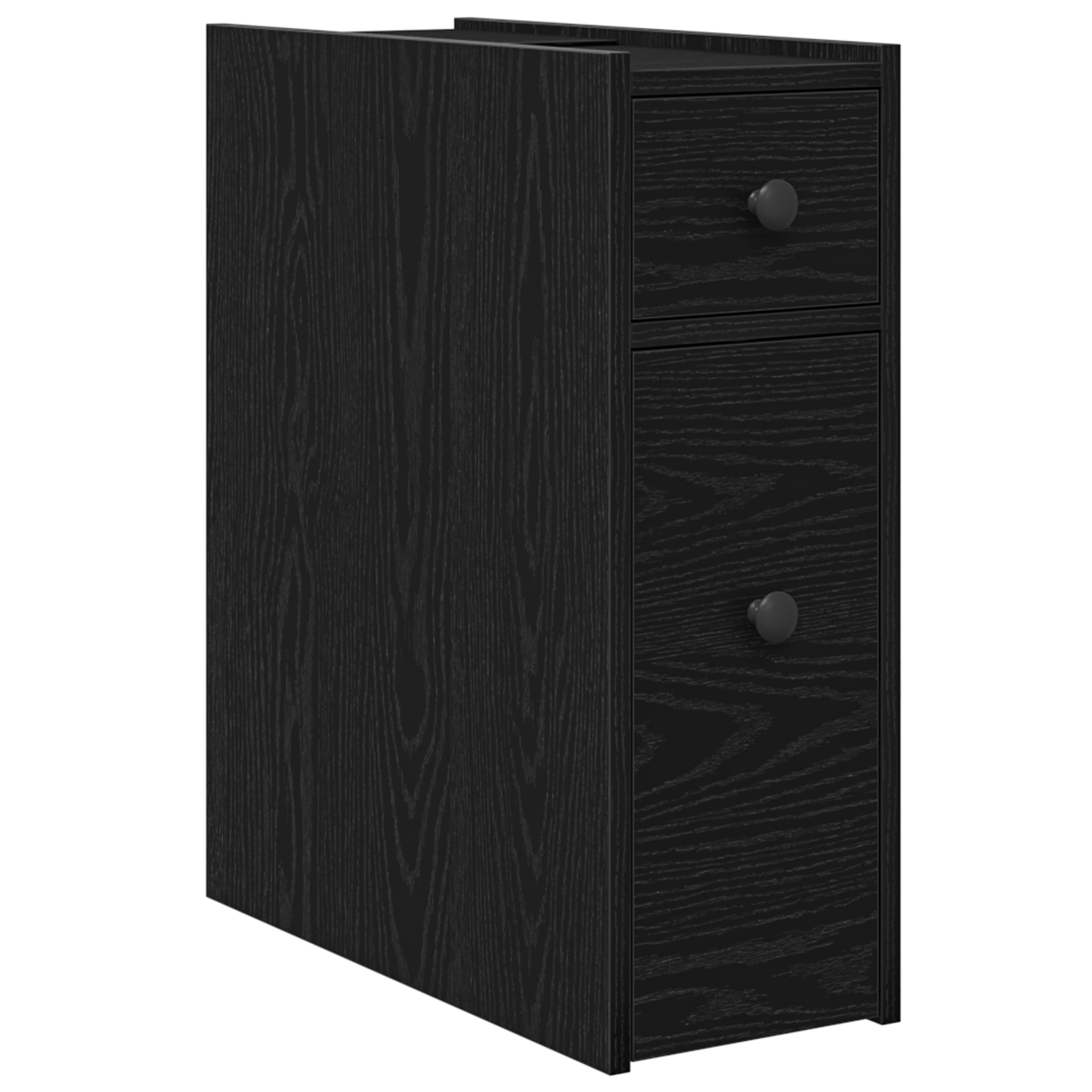 Narrow Bathroom Cupboard with Wheels Black Oak Engineered Wood - Image 2