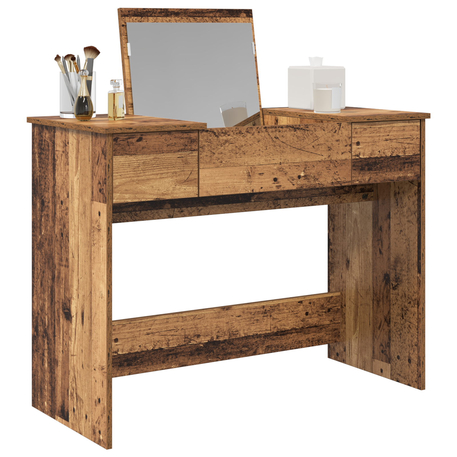 Thumbnail - vidaXL Schminktisch mit Spiegel Altholz 100x45x76 cm