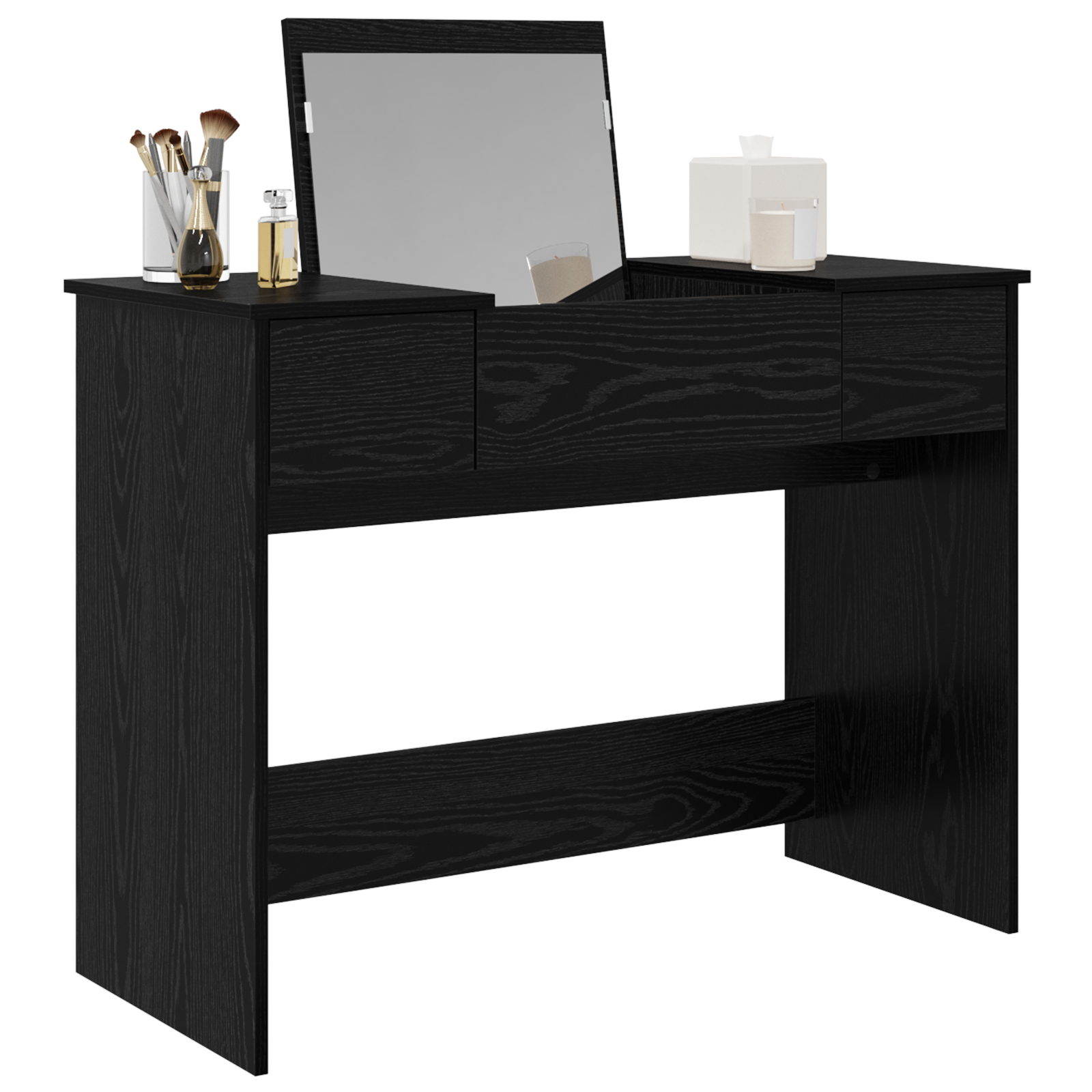 Dressing Table with Mirror Black Oak 100x45x76 cm - Image 3