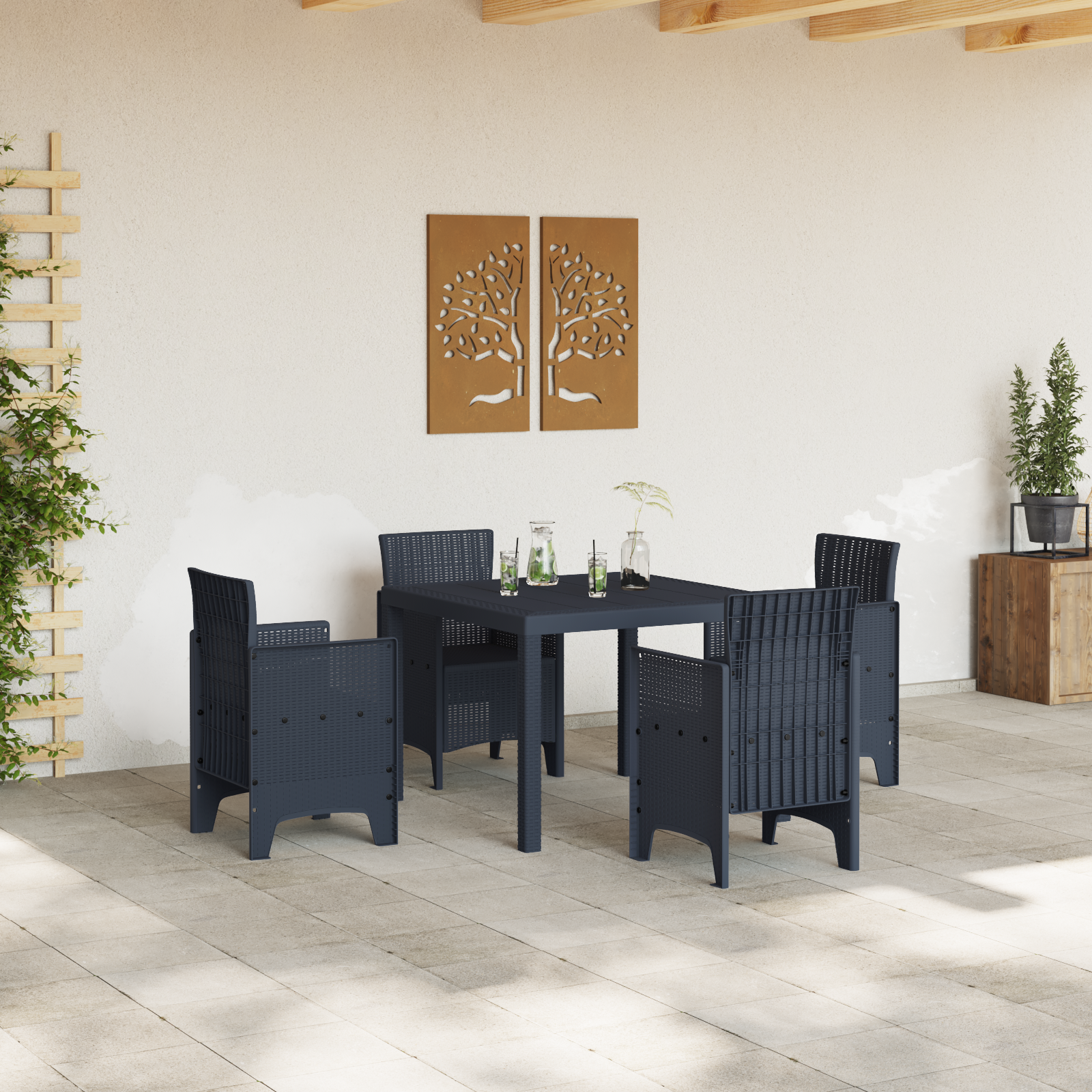 Garden Table Anthracite 100x100x73 cm Poly Rattan - Image 3