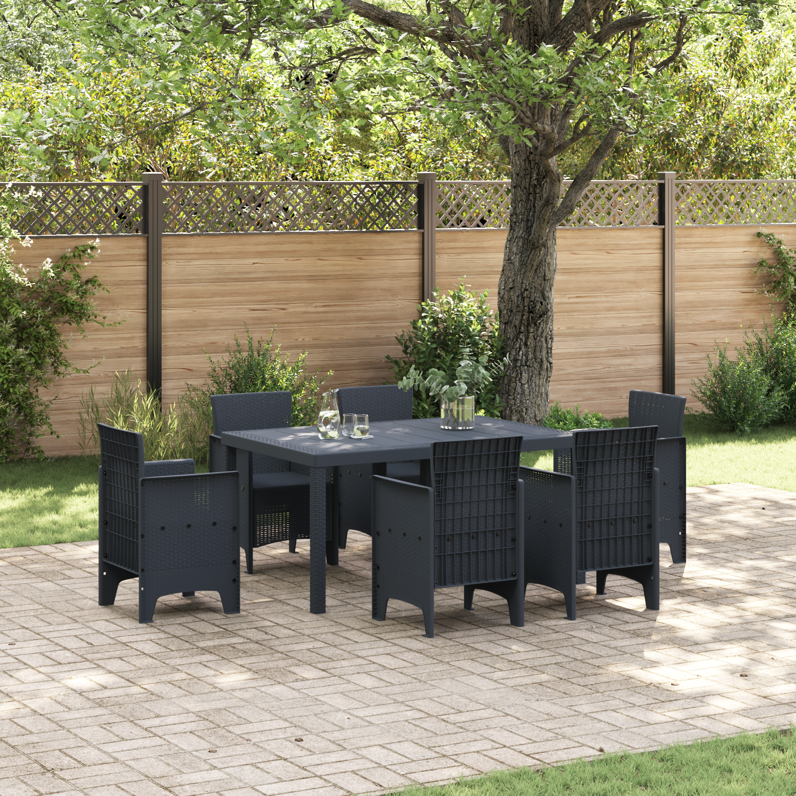 Outdoor Table Anthracite Plastic Medium Durable Patio Table