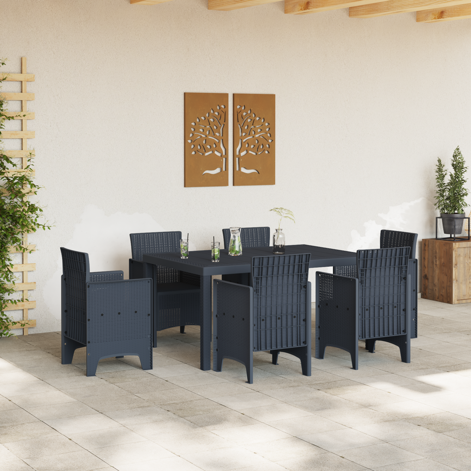 Garden Table Anthracite 150x100x73 cm Poly Rattan - Image 3