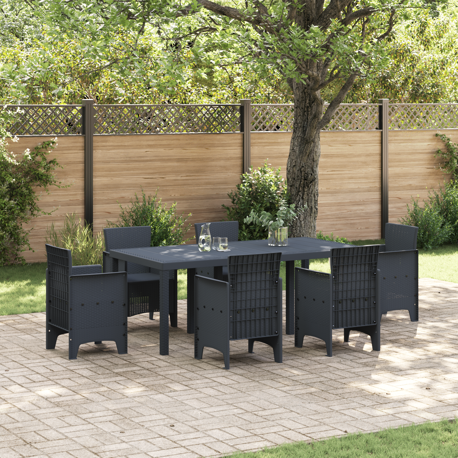 Garden Table Anthracite 200x100x73 cm Poly Rattan