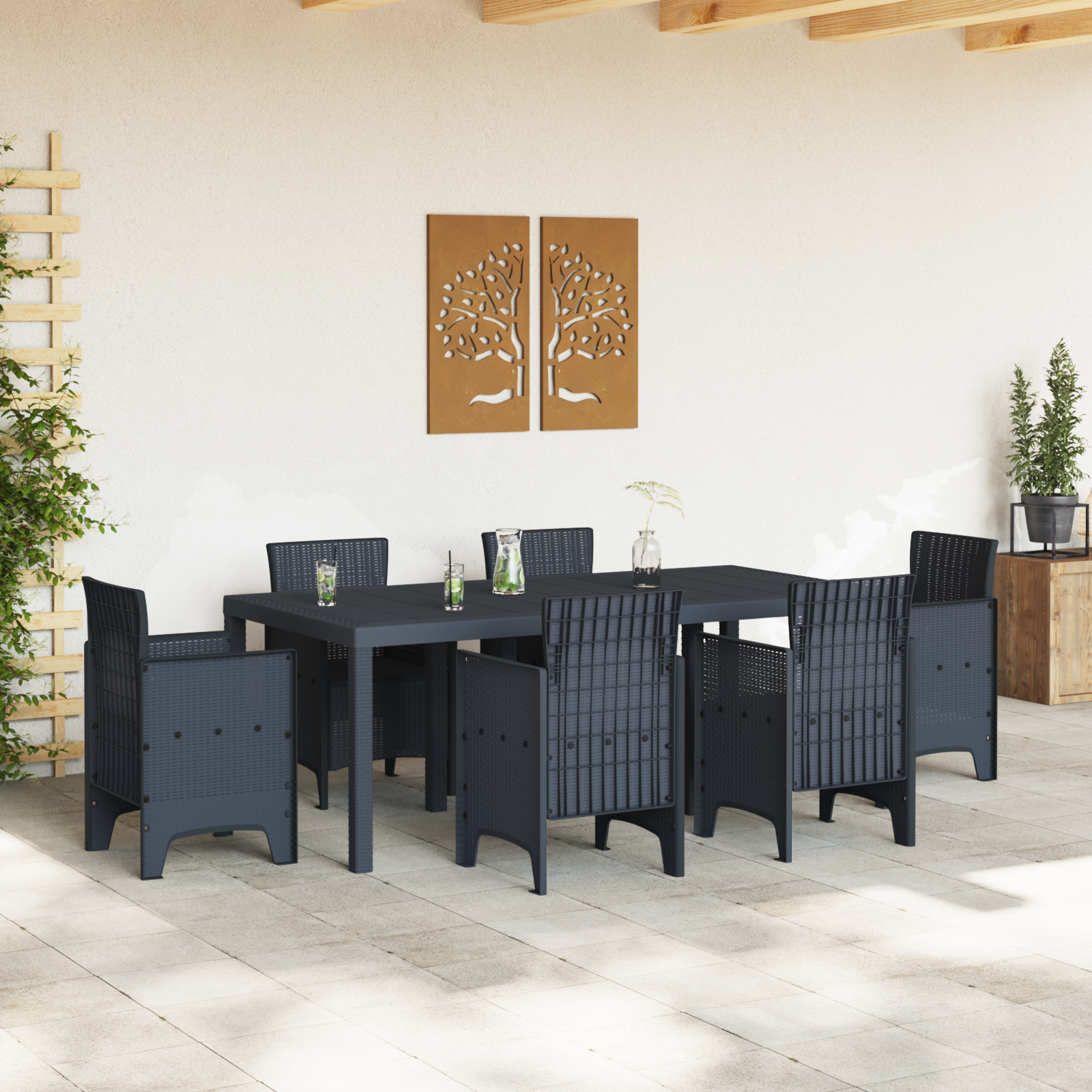 Garden Table Anthracite 200x100x73 cm Poly Rattan - Image 3
