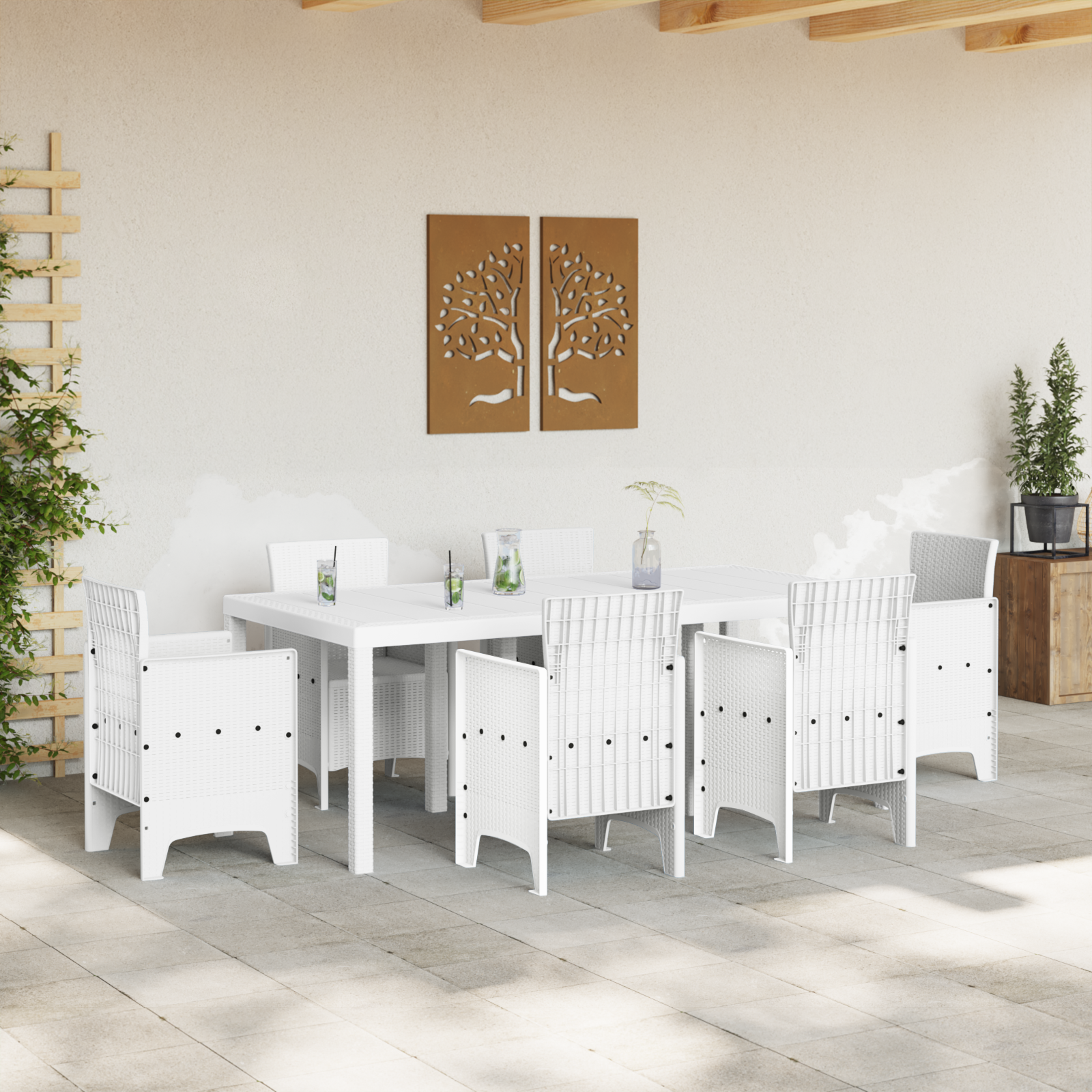 Garden Table White 200x100x73 cm Poly Rattan - Image 3