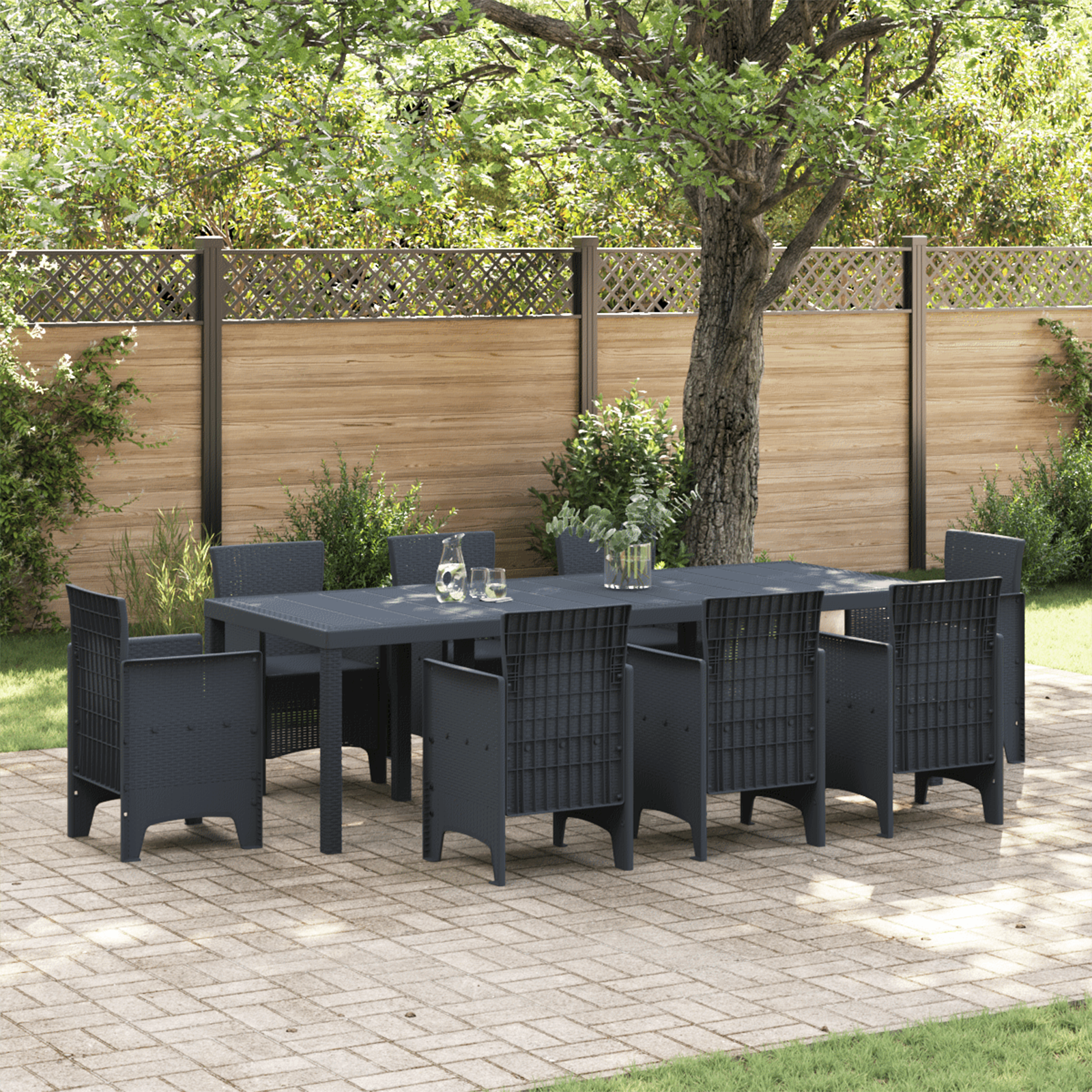 Garden Table Anthracite 250x100x73 cm Poly Rattan