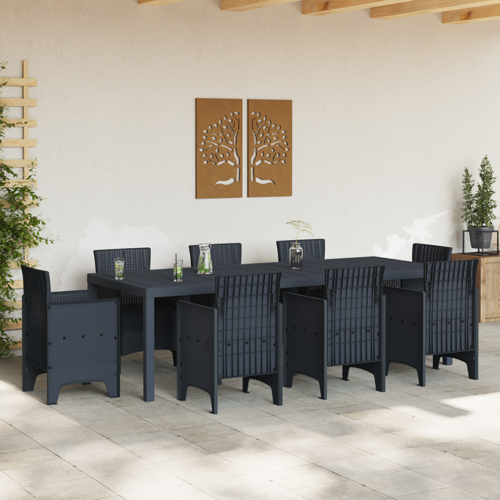 Garden Table Anthracite 250x100x73 cm Poly Rattan - Image 3