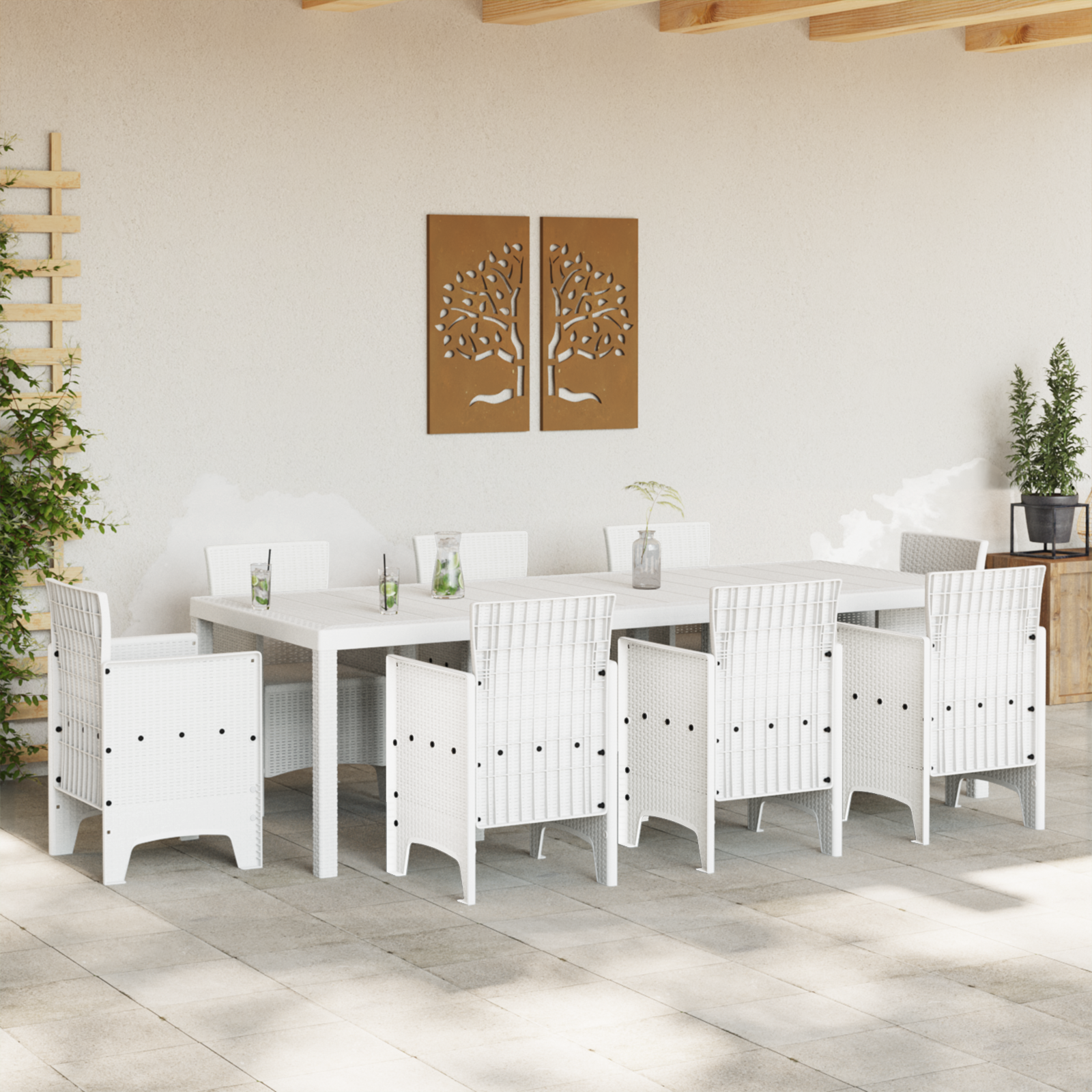 Garden Table White 250x100x73 cm Poly Rattan - Image 3