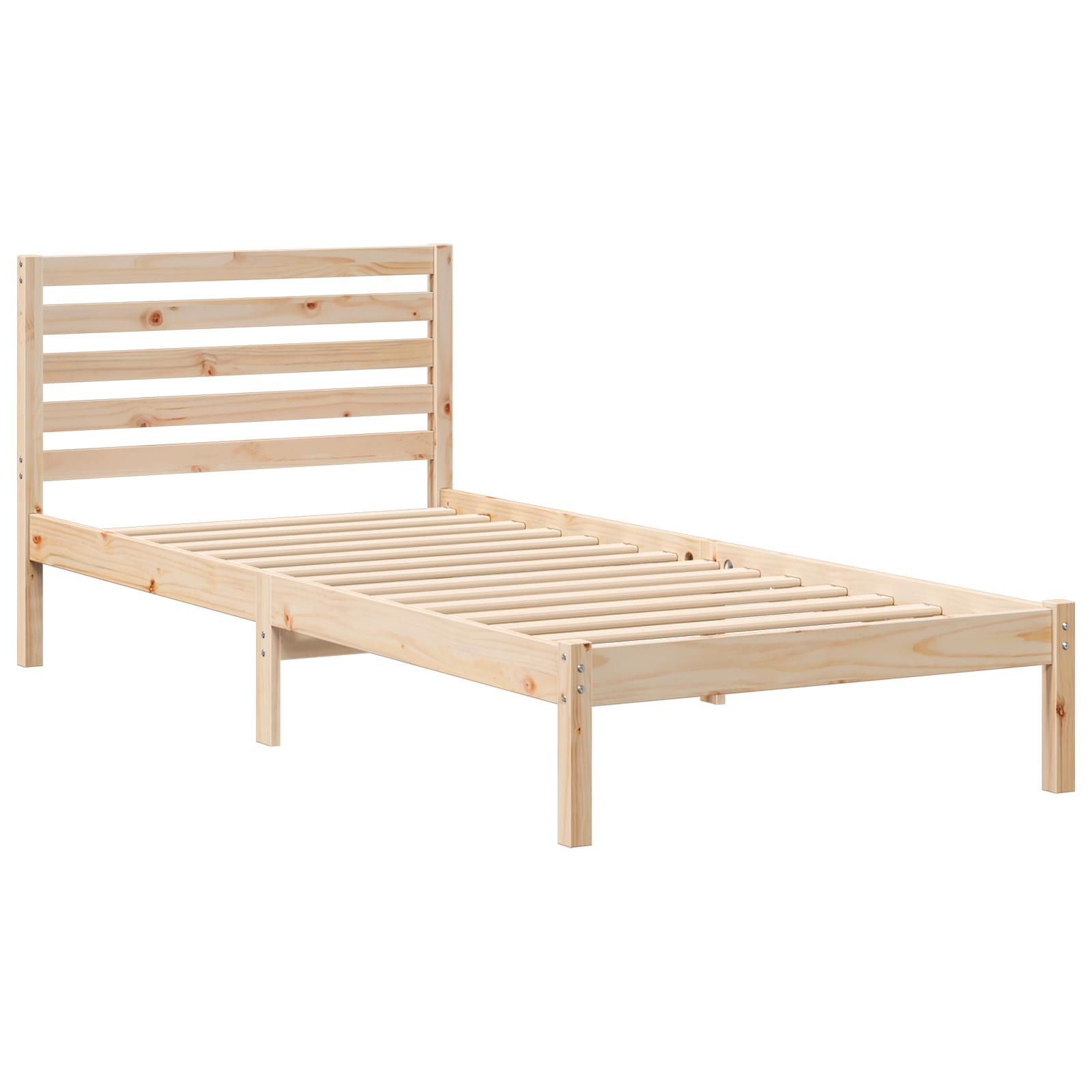 Bedframe met hoofdeinde Bruin 90 x 220 cm Massief grenenhout