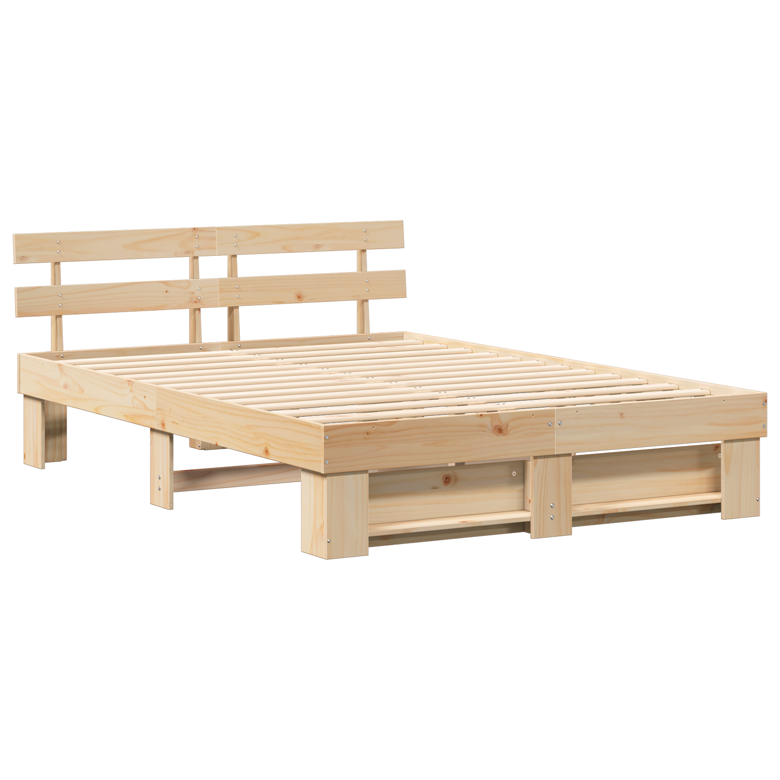 Bedframe met hoofdeinde Bruin 150 x 200 cm Massief grenenhout