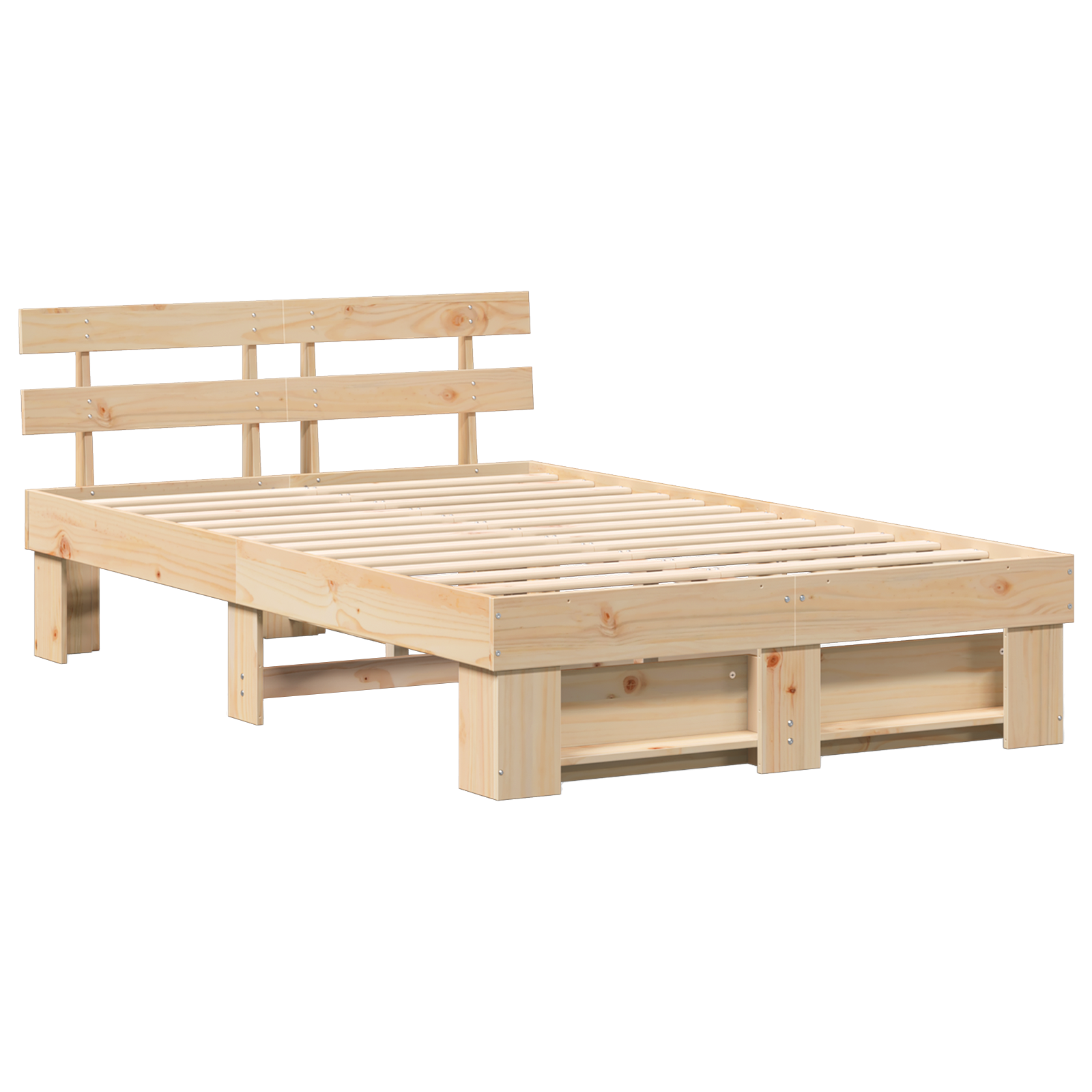 Bedframe met hoofdeinde Bruin 135 x 190 cm Massief grenenhout