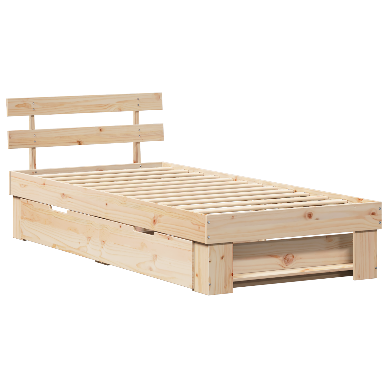 Bedframe met hoofdeinde Naturel 100 x 200 cm Massief grenenhout
