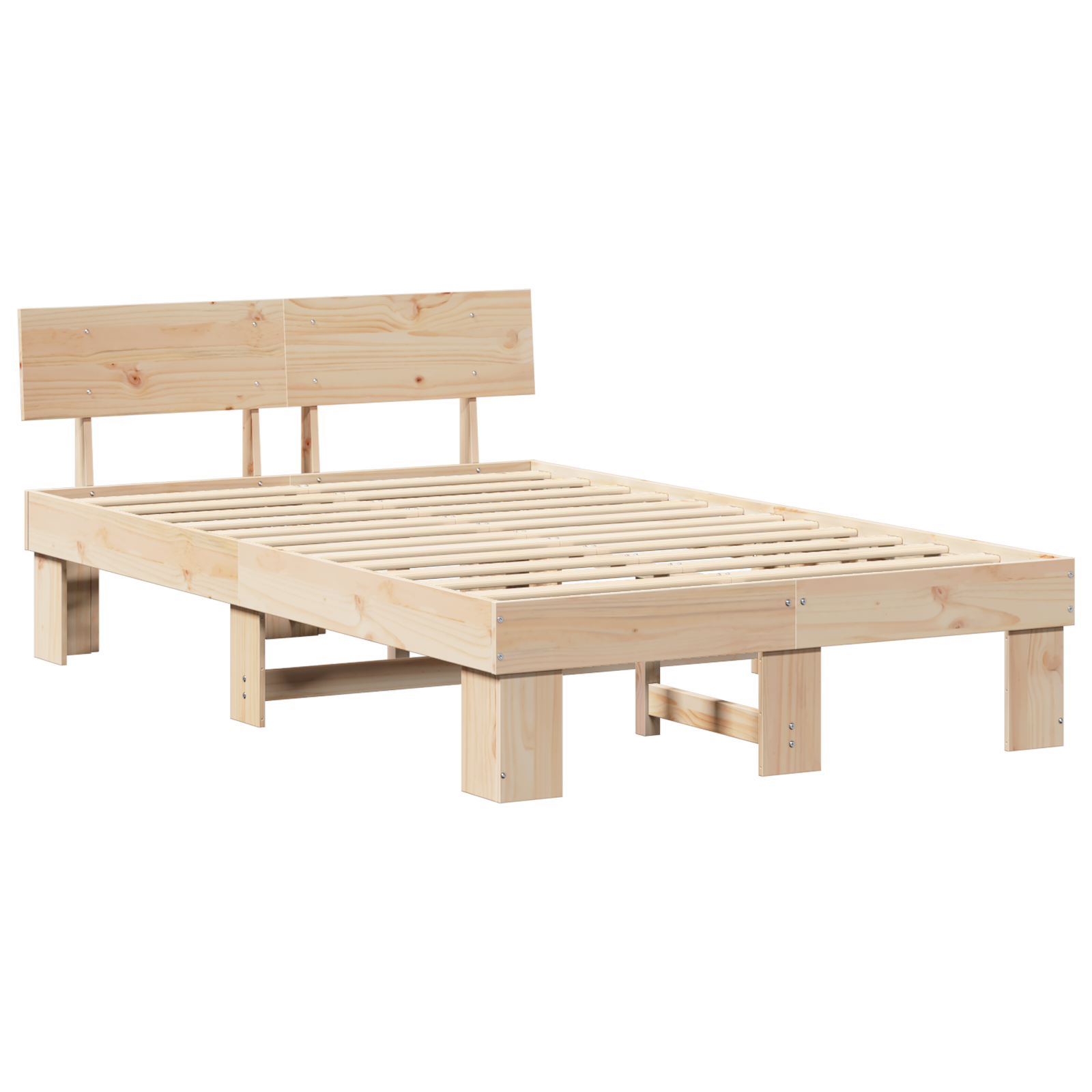 Bedframe met hoofdeinde Naturel 120 x 200 cm Massief grenenhout